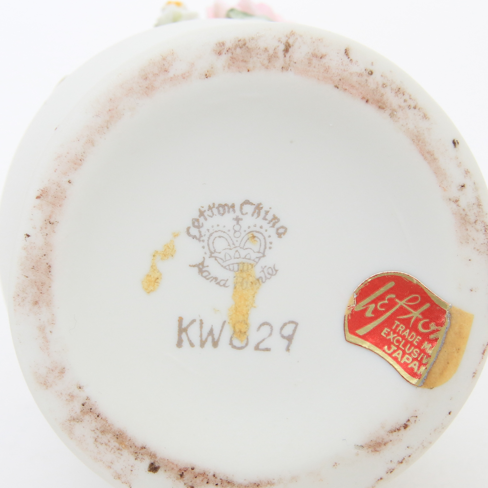 Lefton China Ewers with Applied Flower Decorations