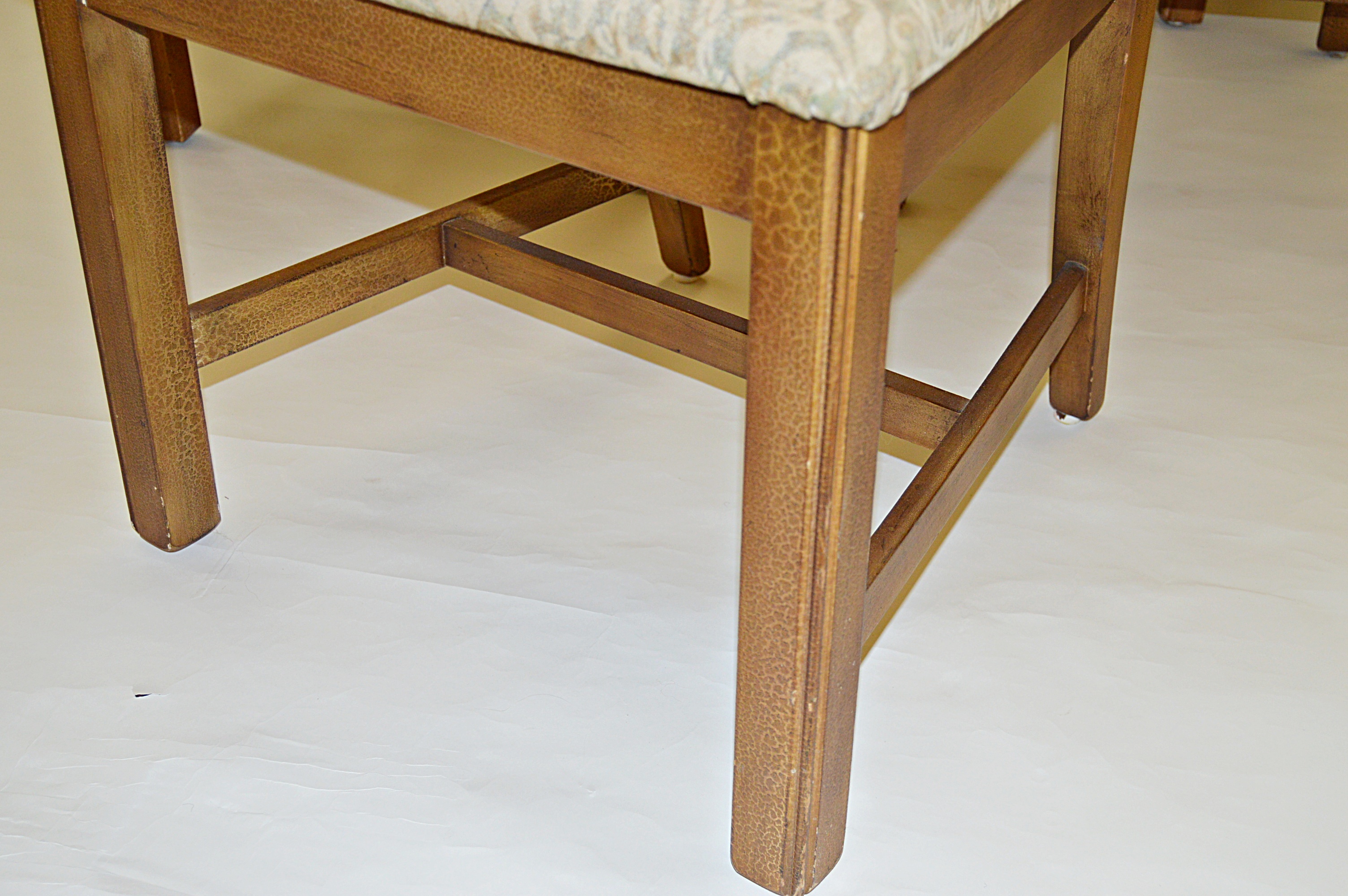 Set of Six Chippendale Style Chairs in an Aged Dark Cream Finish