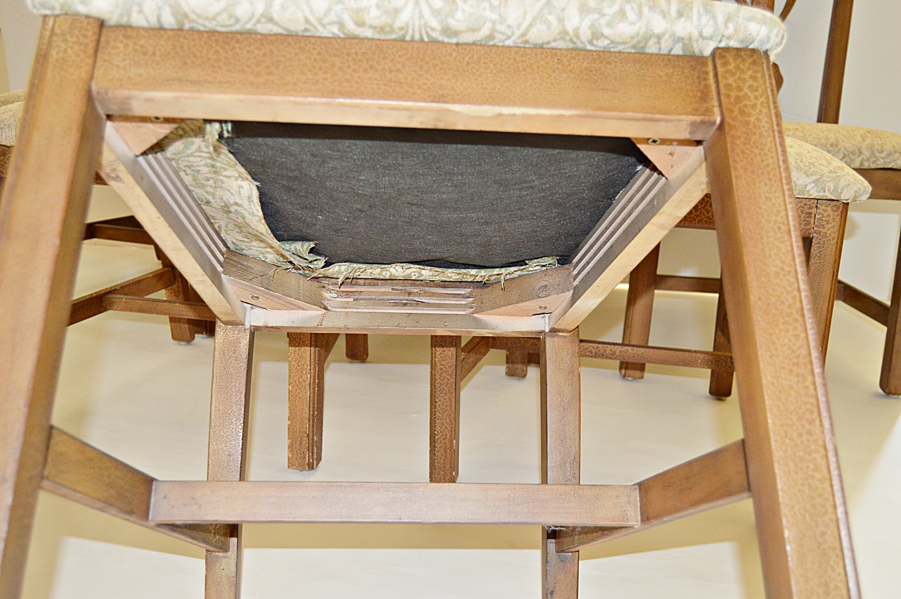Set of Six Chippendale Style Chairs in an Aged Dark Cream Finish