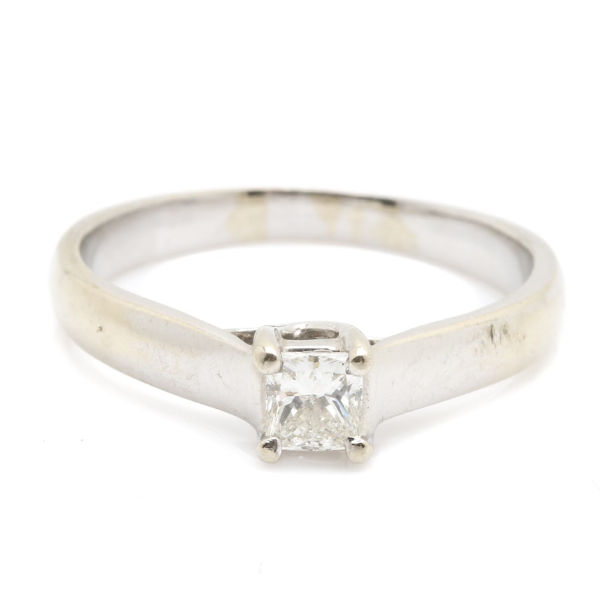 14K White Gold 0.30 Carat Ikuma Princess Cut Diamond Ring