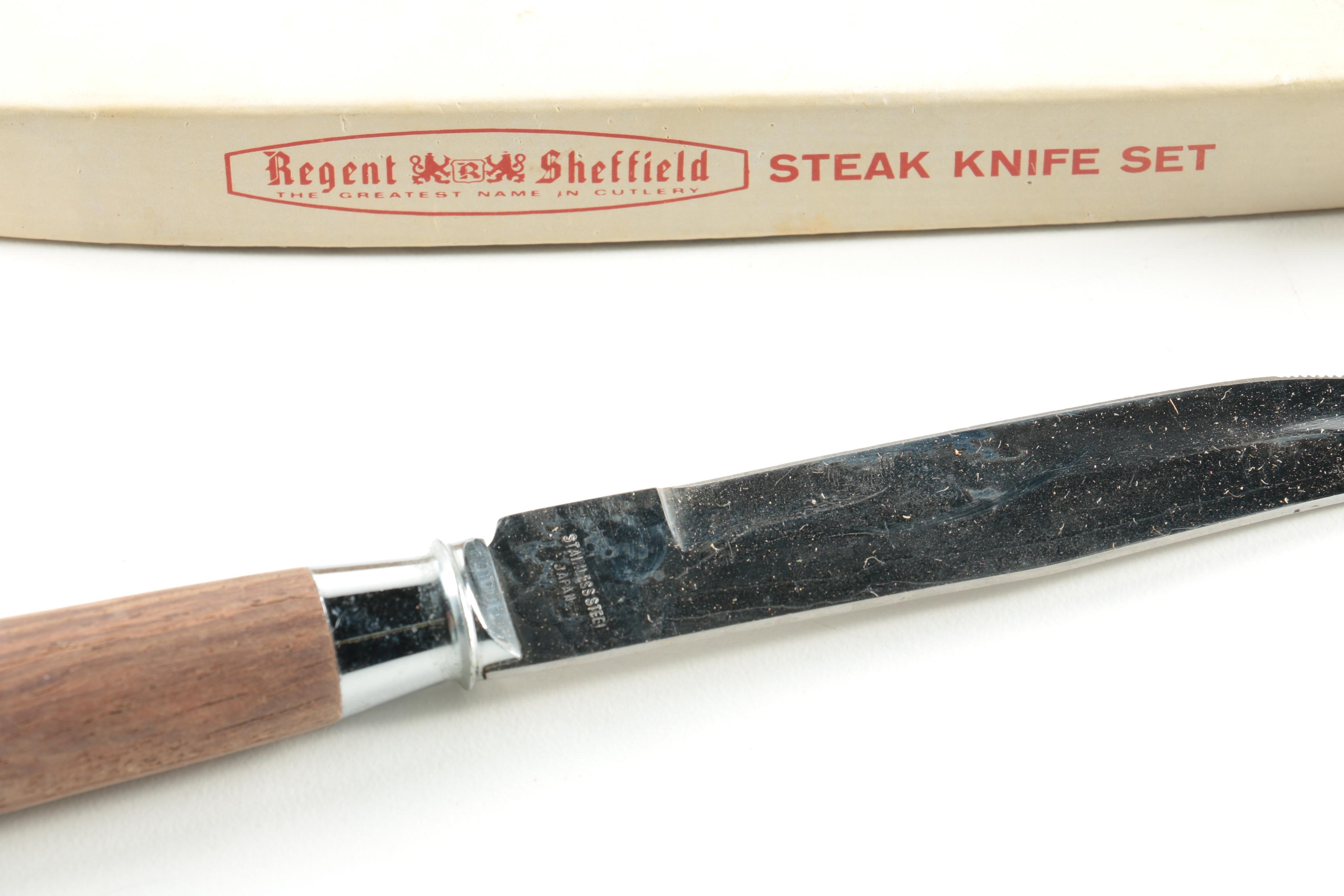 Regent Sheffield Stainless Steak Knife Set and Oneida Serving Pieces