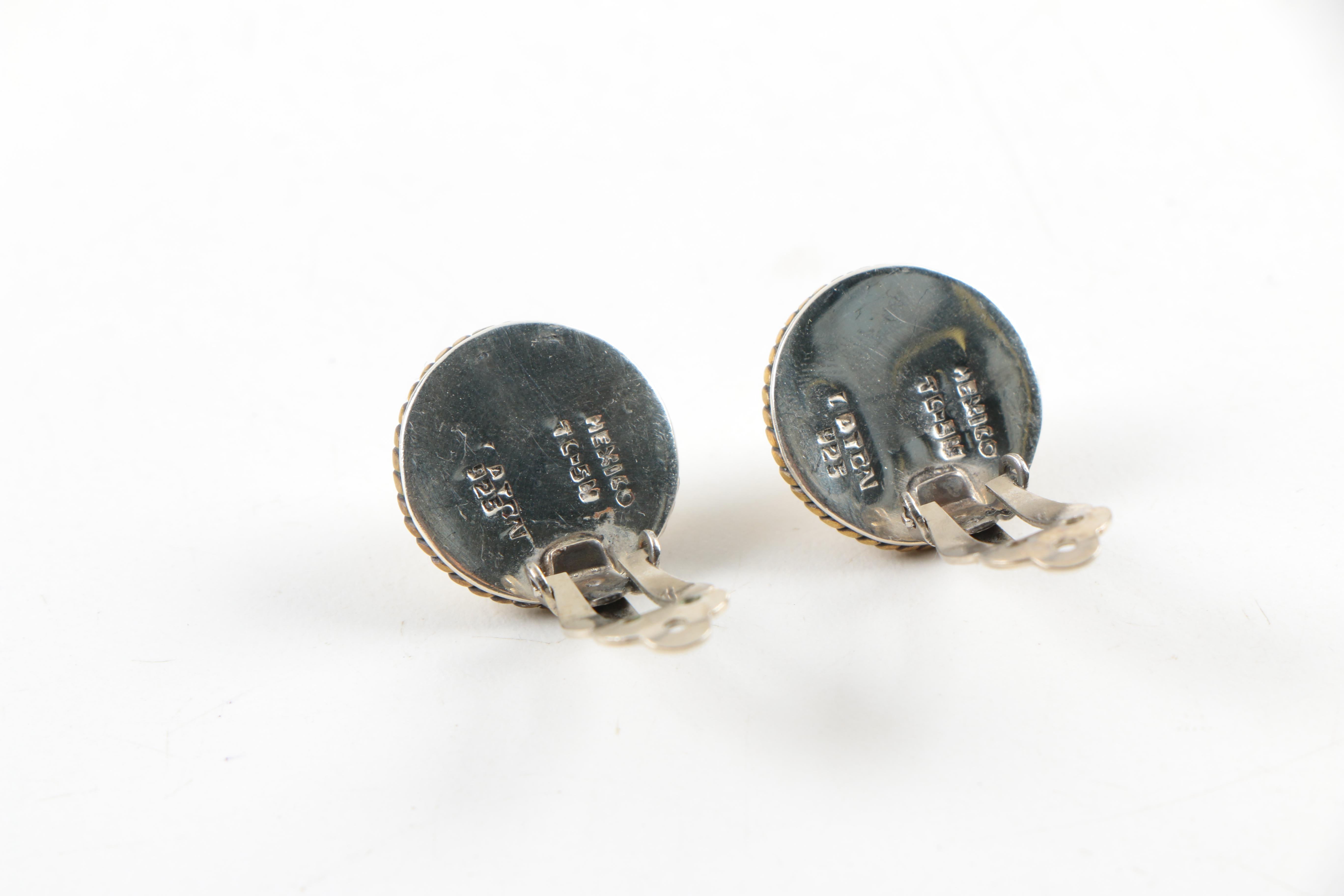 Sterling Silver Taxco Converter Brooch and Earrings by Aton