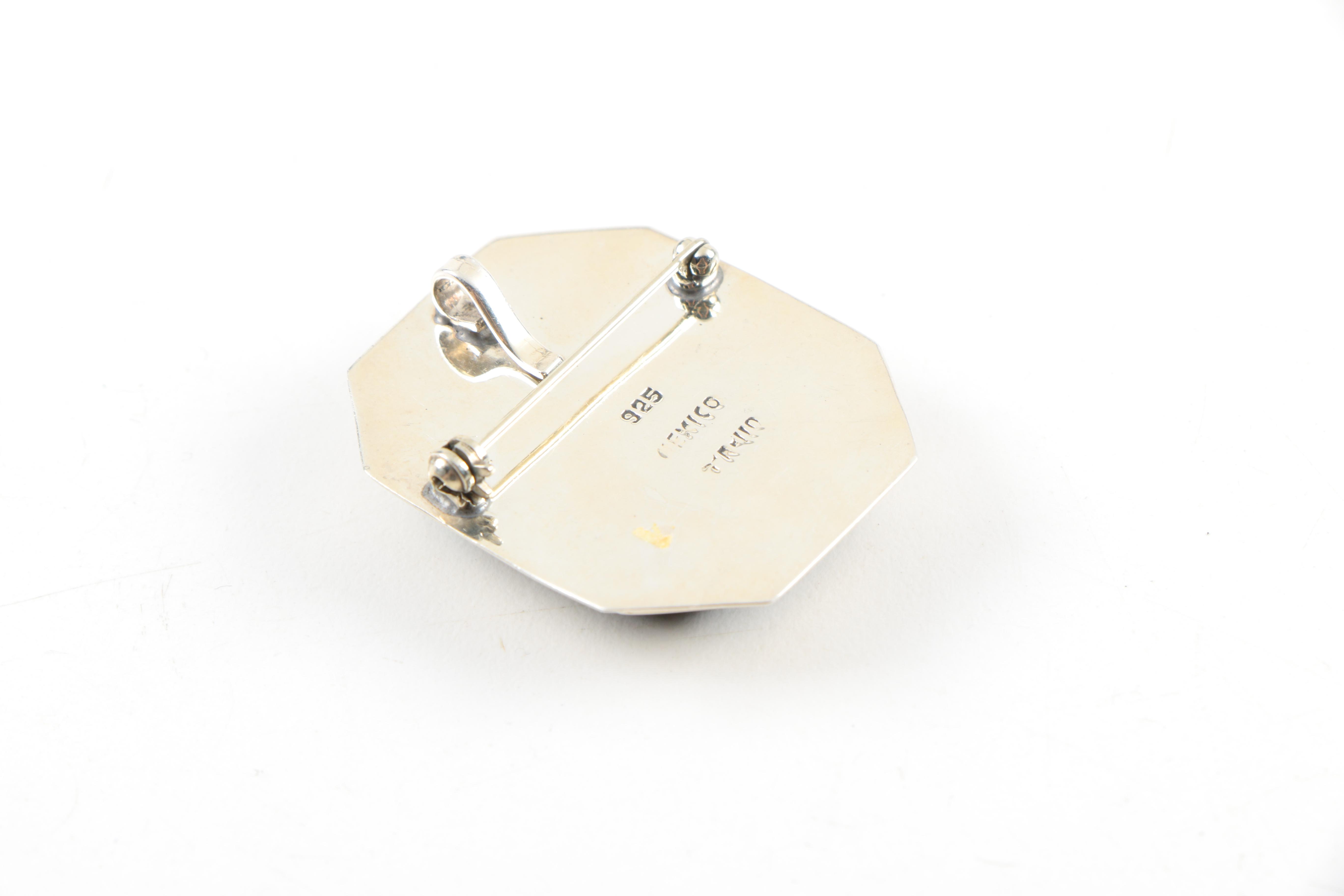 Sterling Silver Taxco Converter Brooch and Earrings by Aton