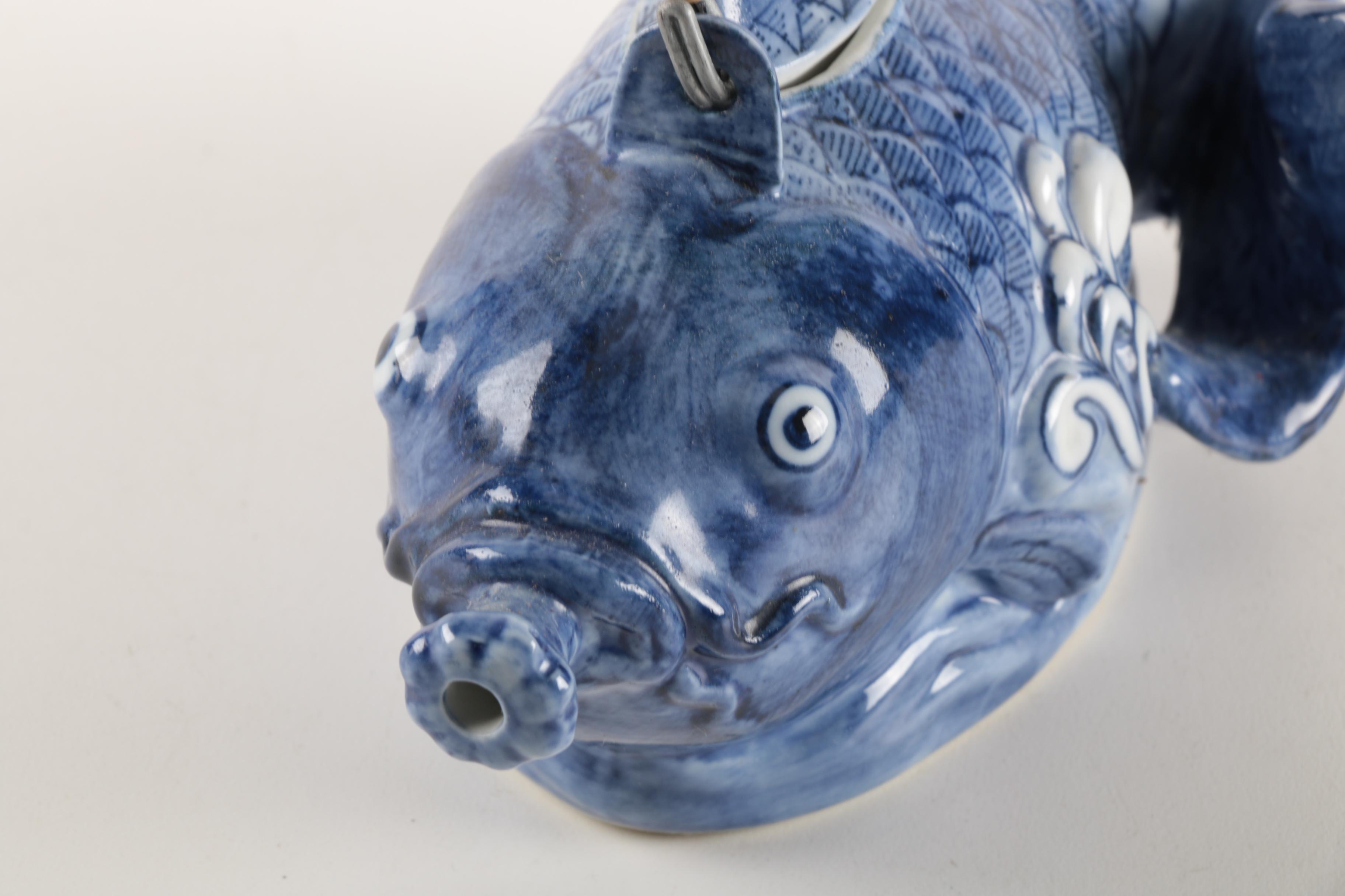East Asian Ceramic Koi Fish Teapot