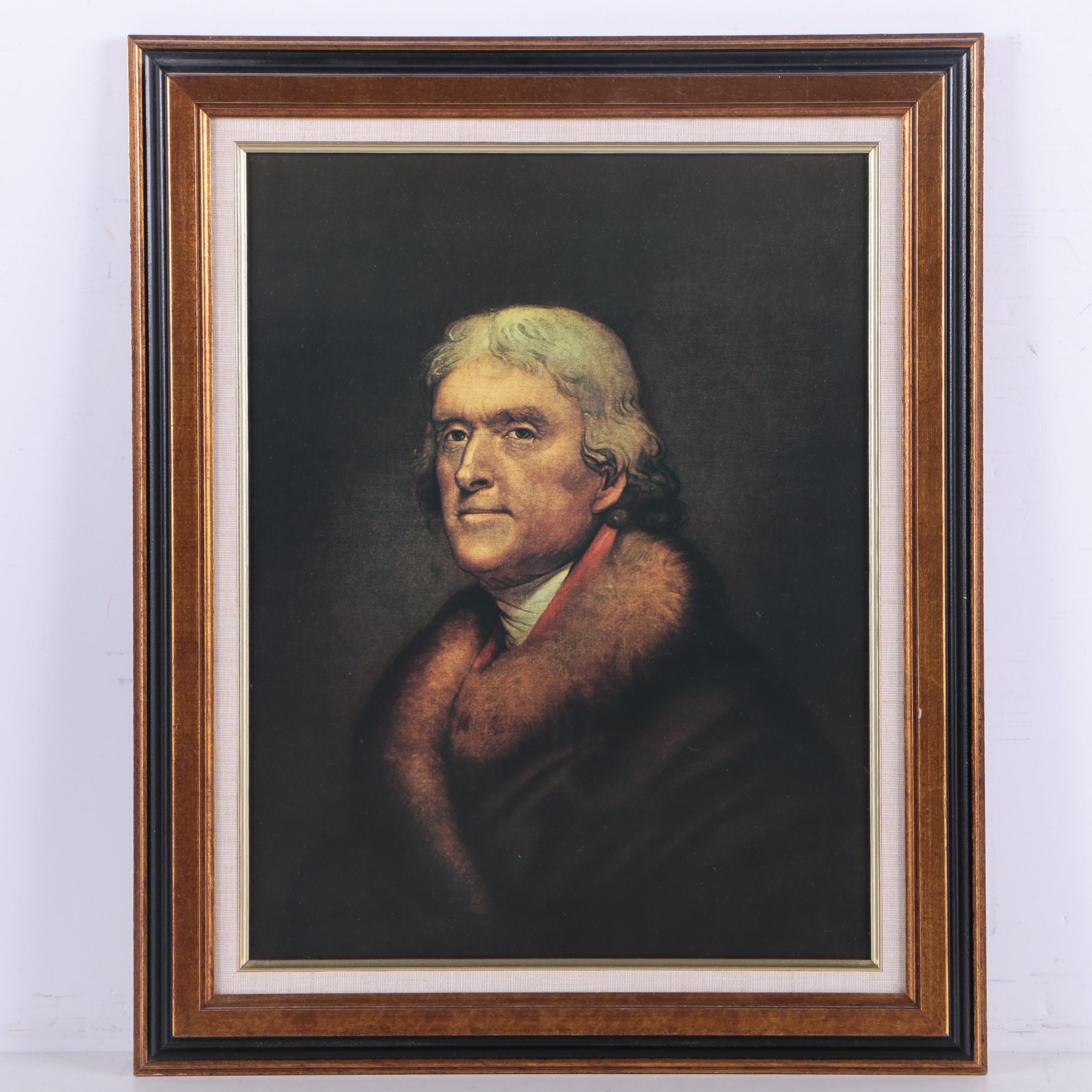 Offset Lithograph After Rembrandt Peale's Portrait of Thomas Jefferson