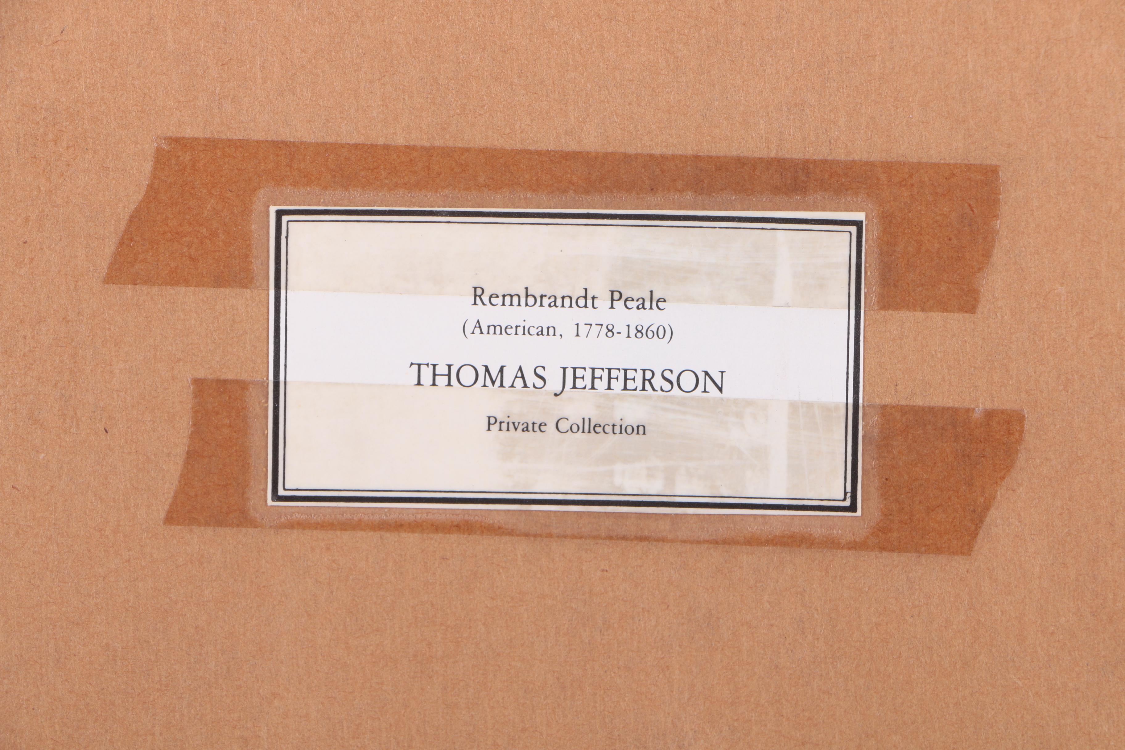 Offset Lithograph After Rembrandt Peale's Portrait of Thomas Jefferson