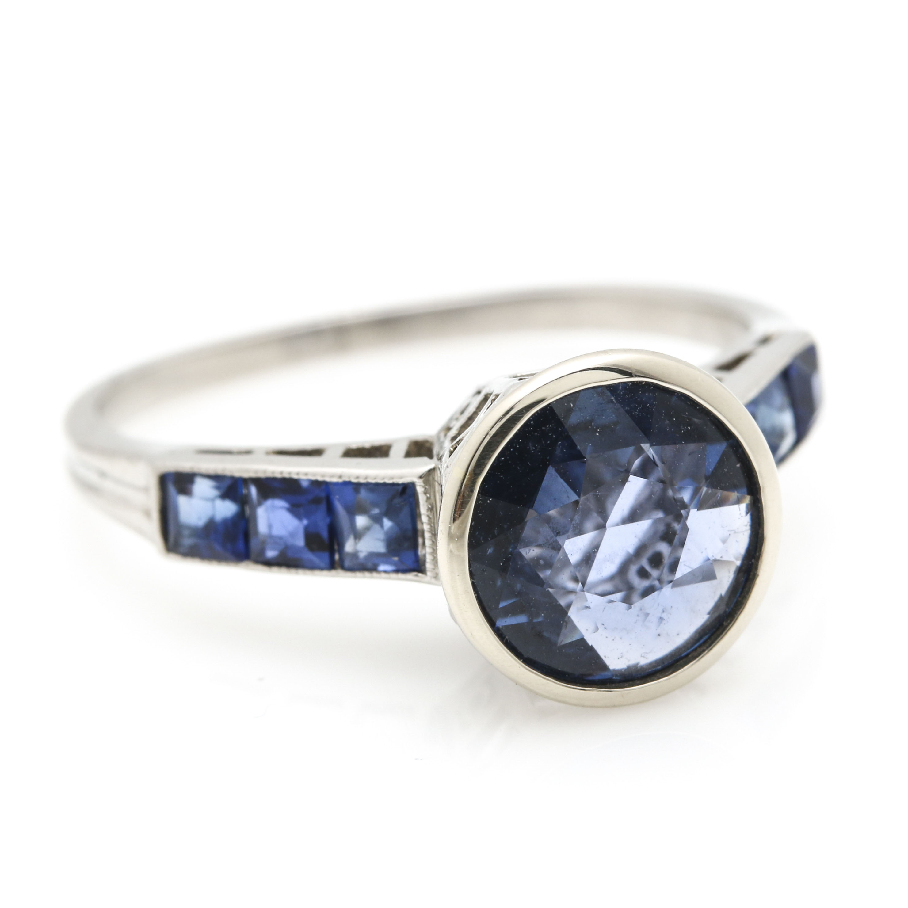 Platinum Blue Sapphire Ring