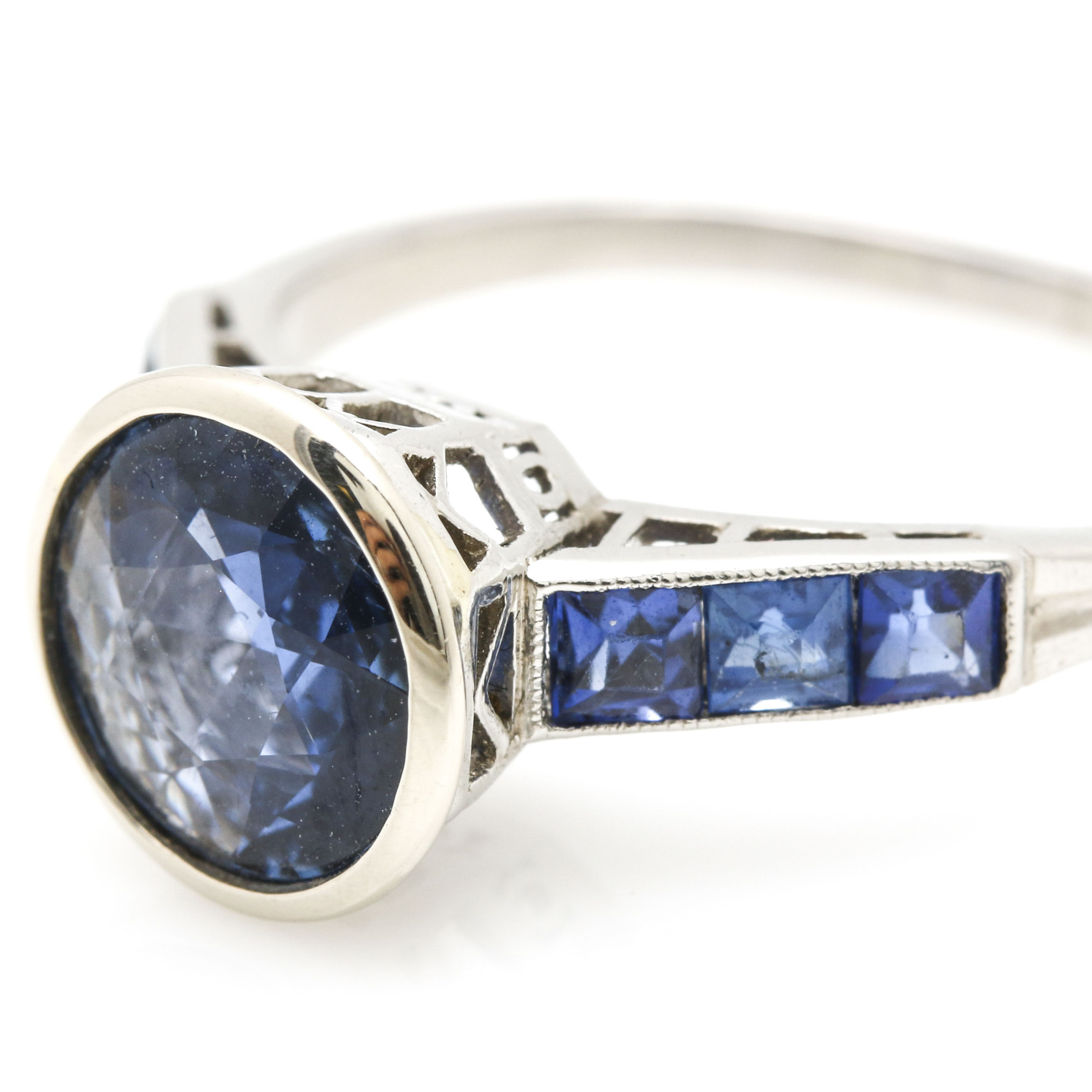 Platinum Blue Sapphire Ring