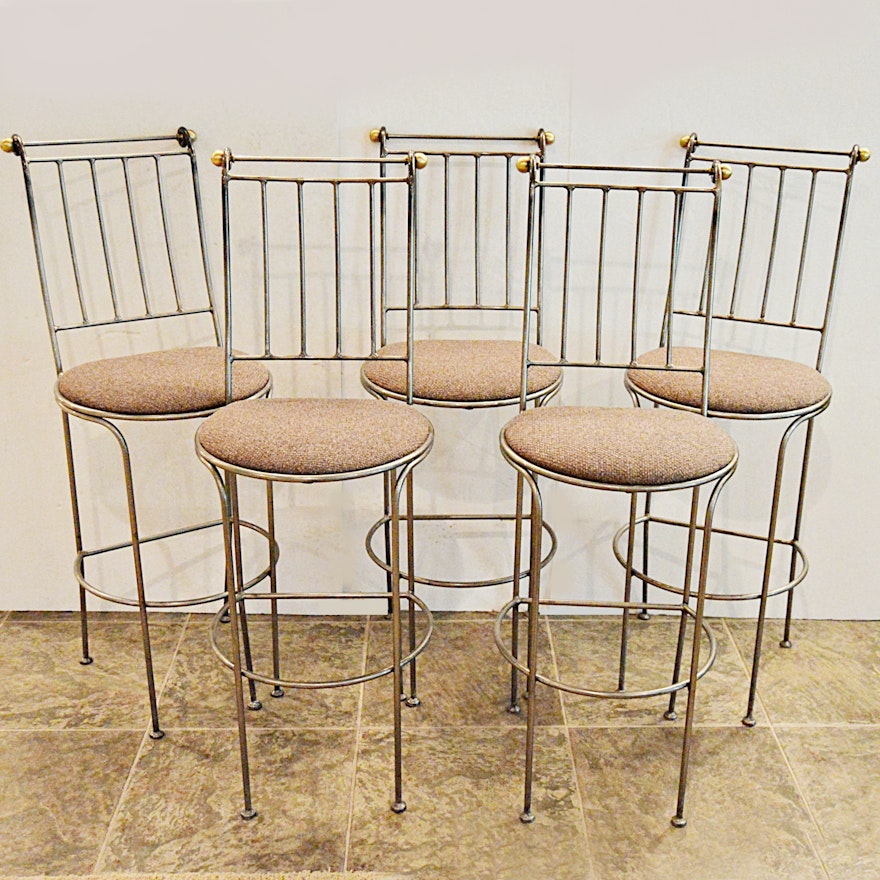 Set of Five Charleston Forge "Providence" Metal Bar Stools