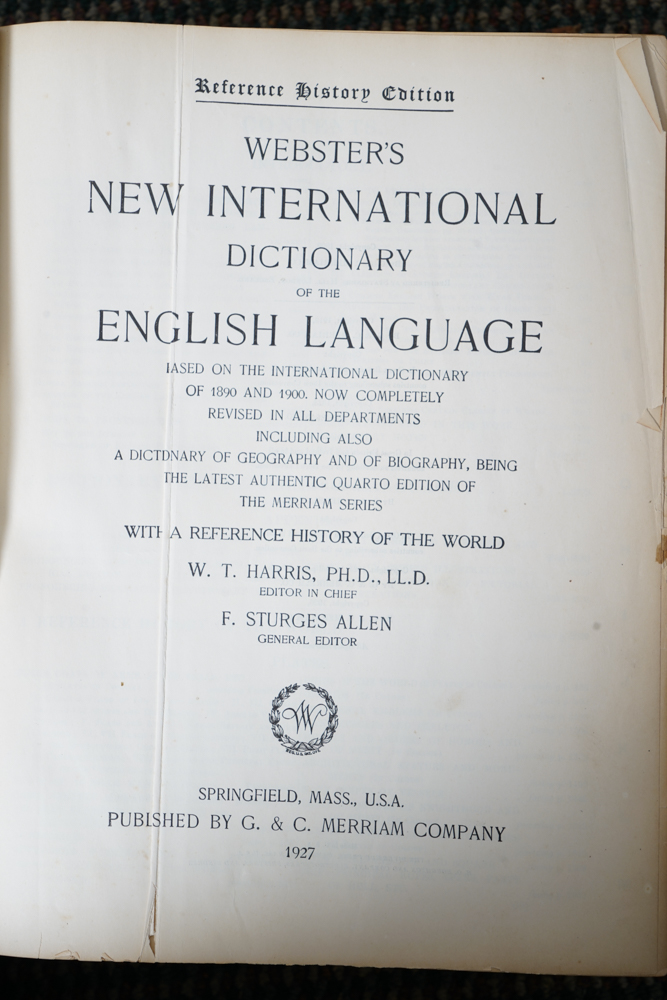 Vintage Book Stand with Webster's Dictionary