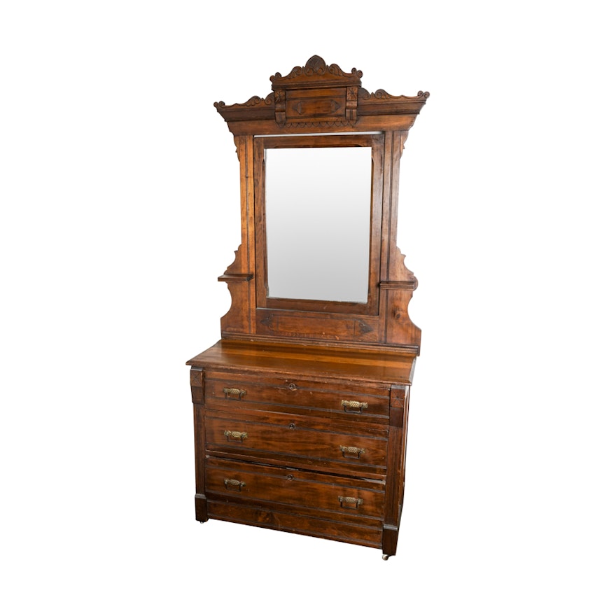 Antique Oak Eastlake Dresser with Mirror