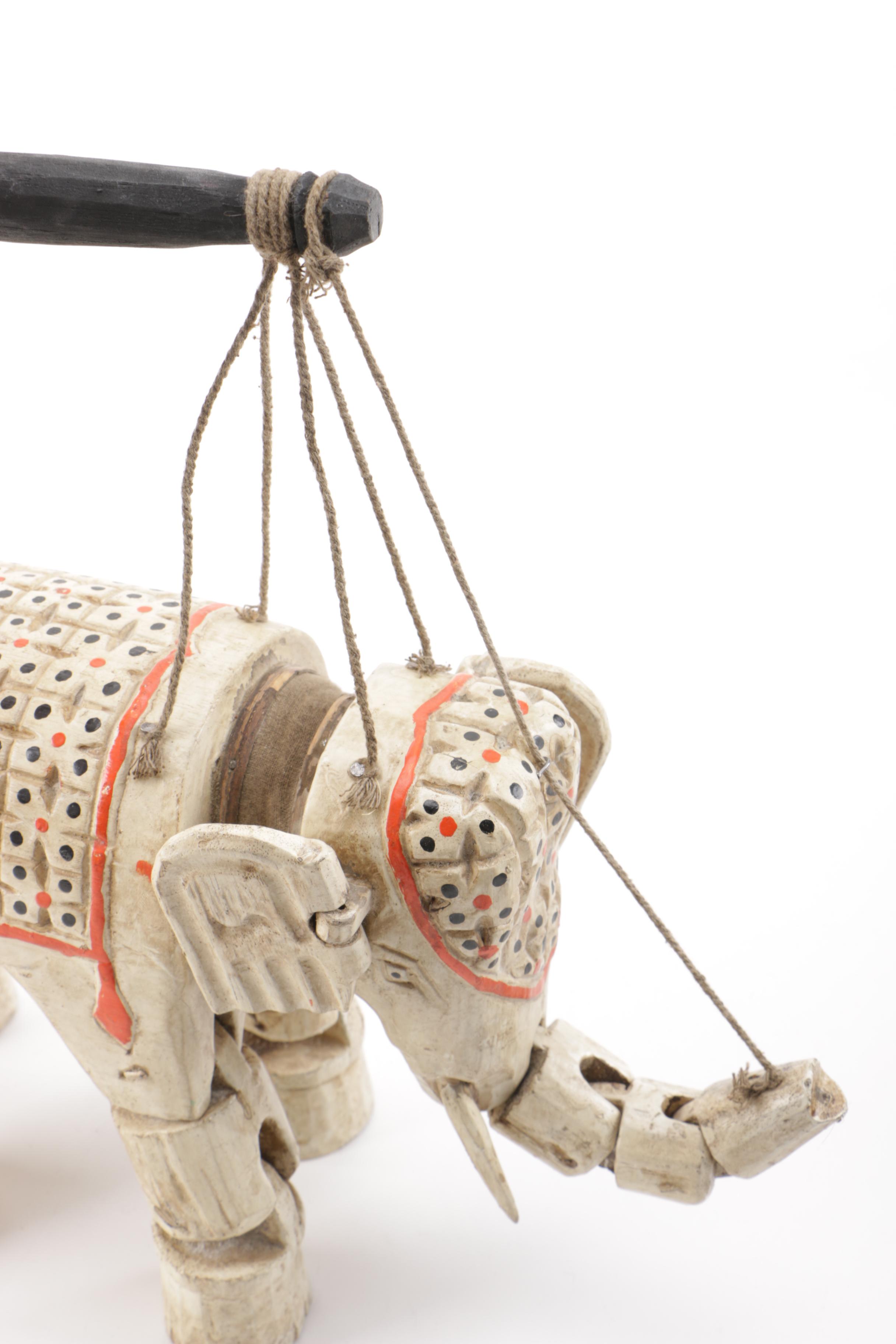 Collection of Chinese Dolls and Vintage Elephant Marionette