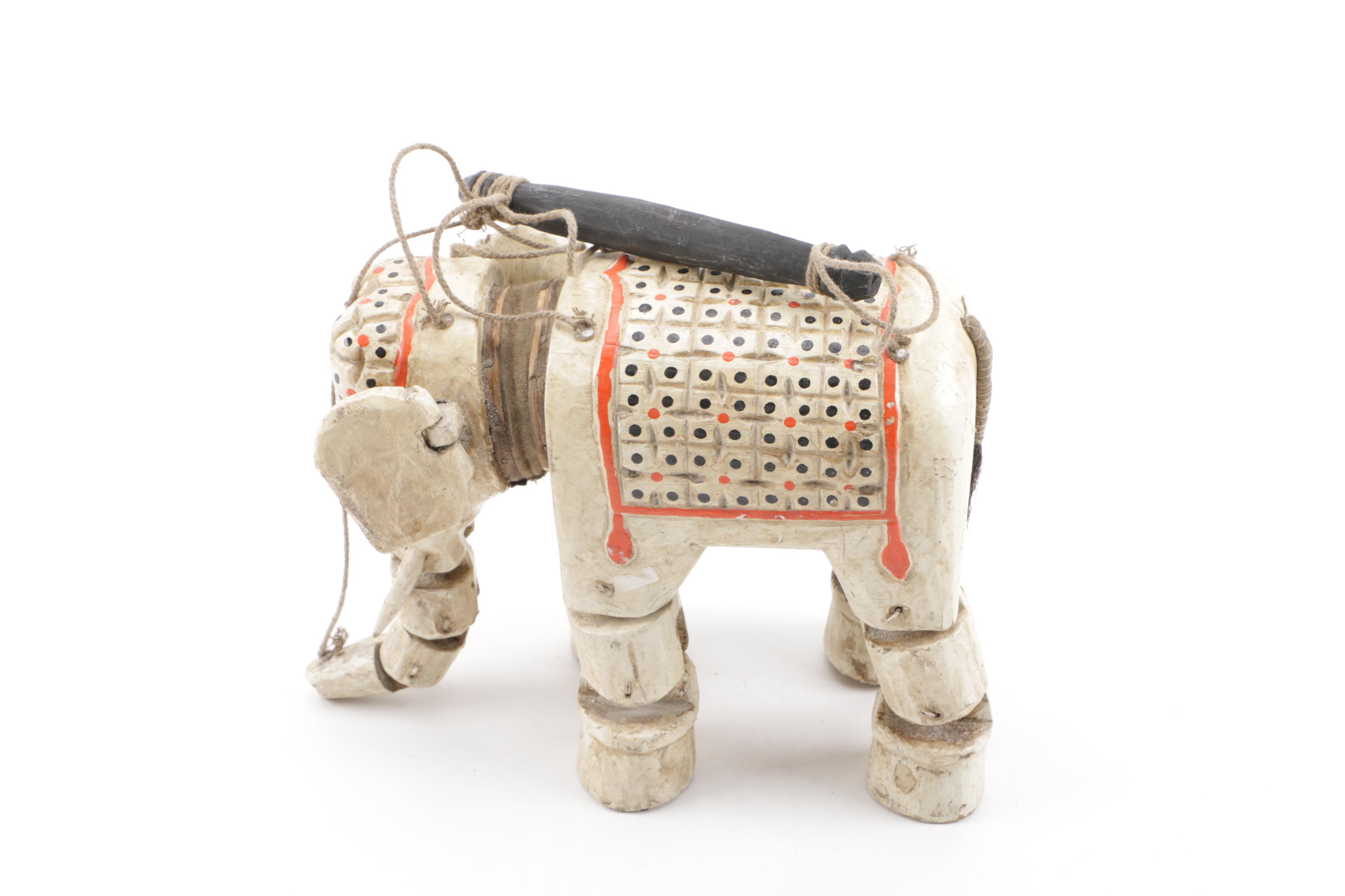 Collection of Chinese Dolls and Vintage Elephant Marionette