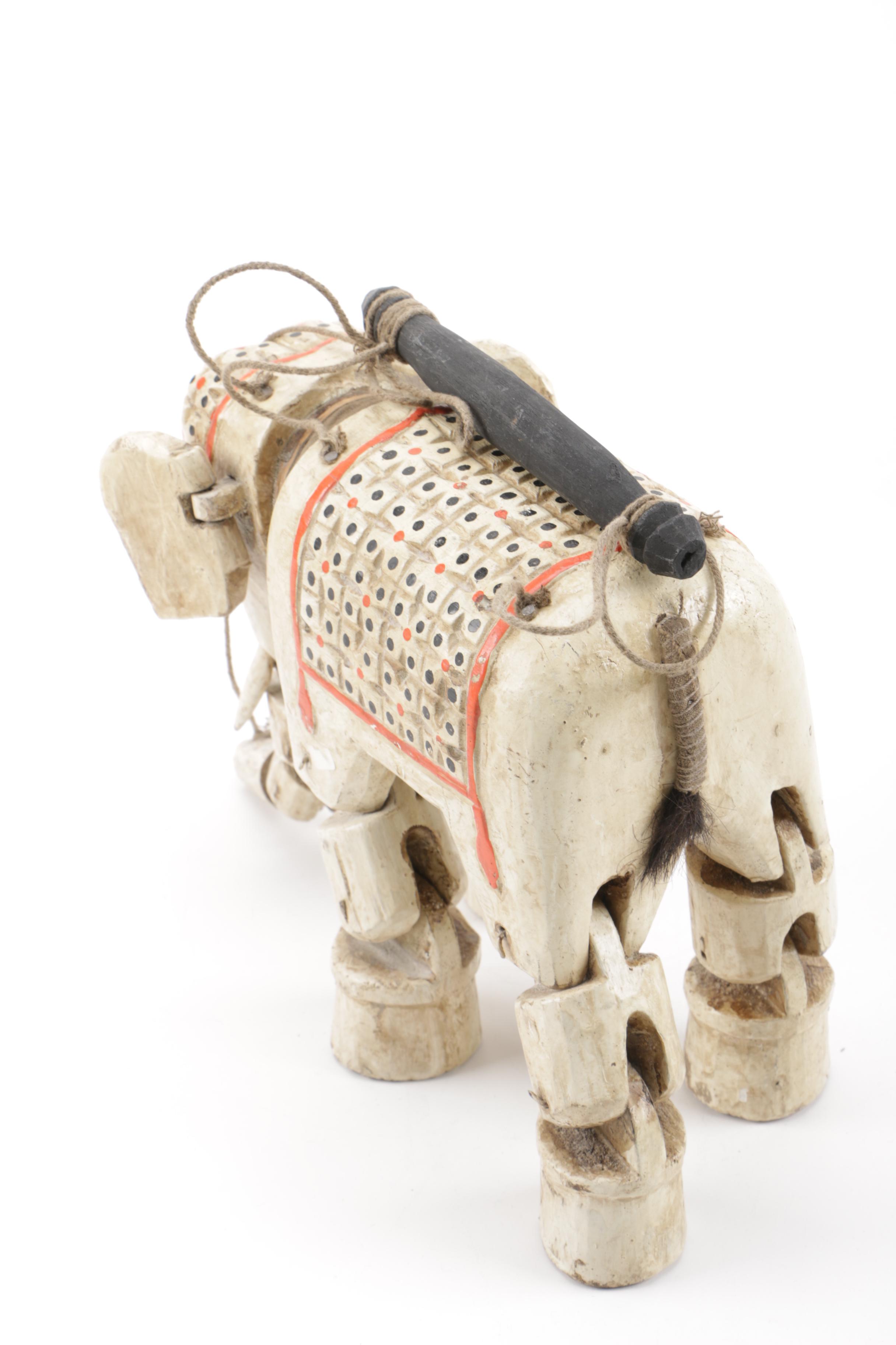 Collection of Chinese Dolls and Vintage Elephant Marionette