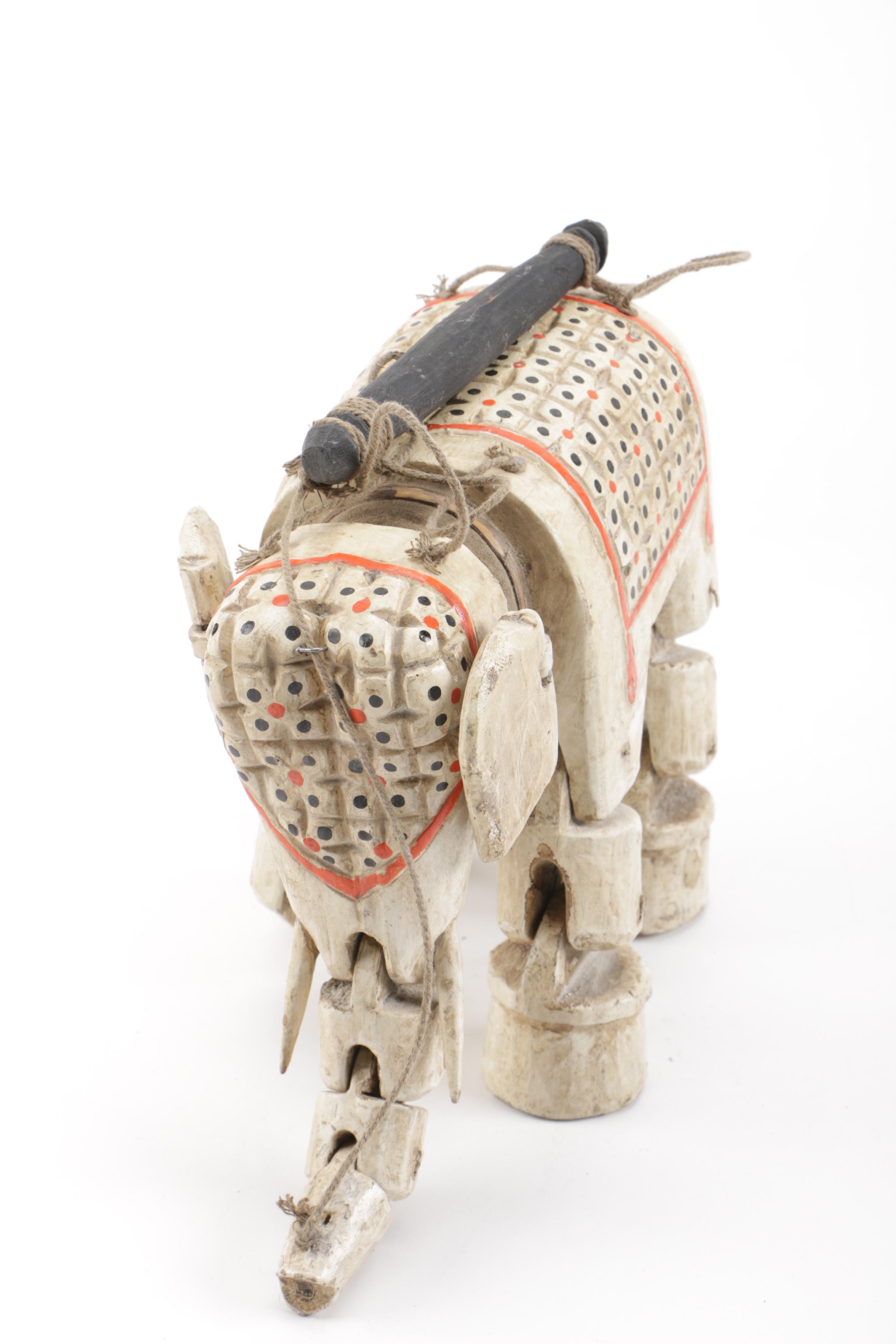 Collection of Chinese Dolls and Vintage Elephant Marionette