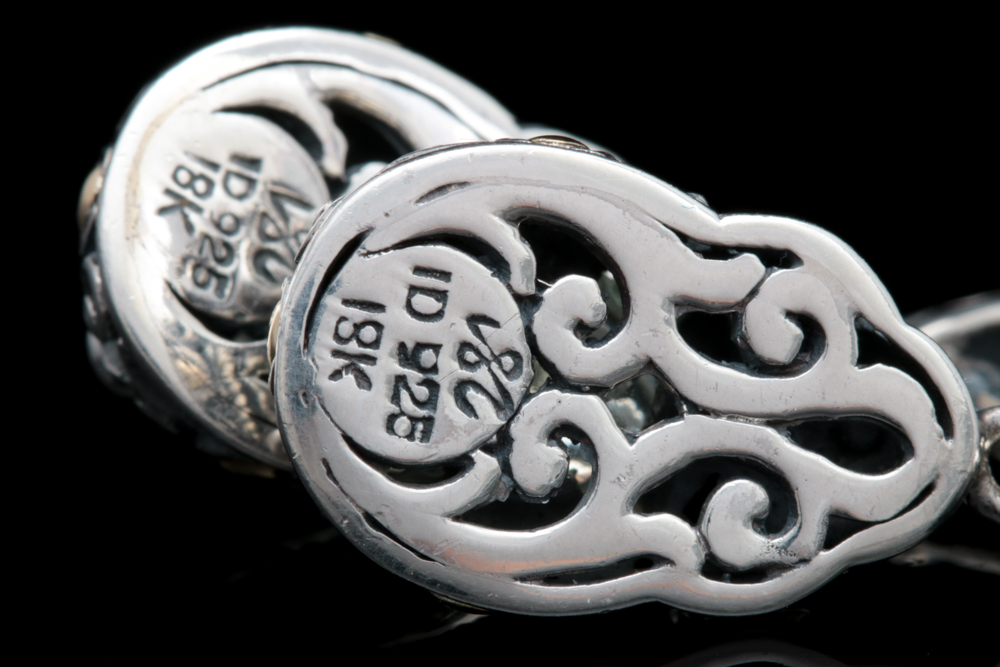 Robert Manse Sterling Silver, 18K Yellow Gold, Praseolite and Diamond Earrings