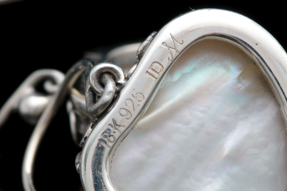 Robert Manse Sterling Silver, 18K Yellow Gold and Mabe Pearl Heart Earrings