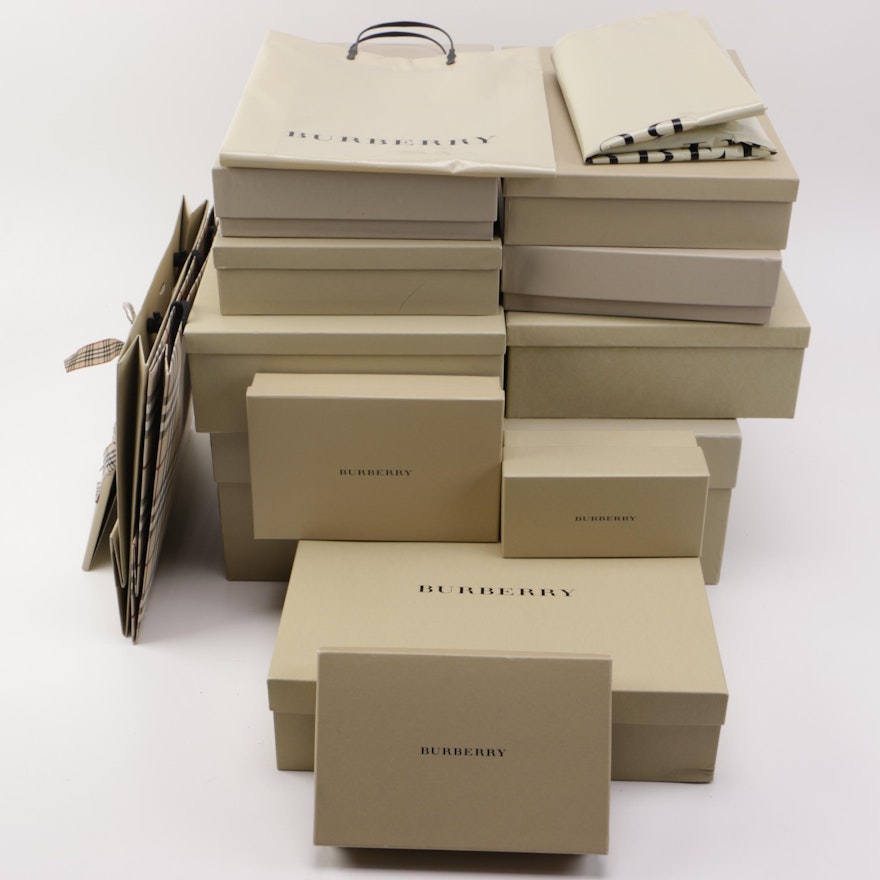 Assorted Burberry Shopping Boxes and Bags