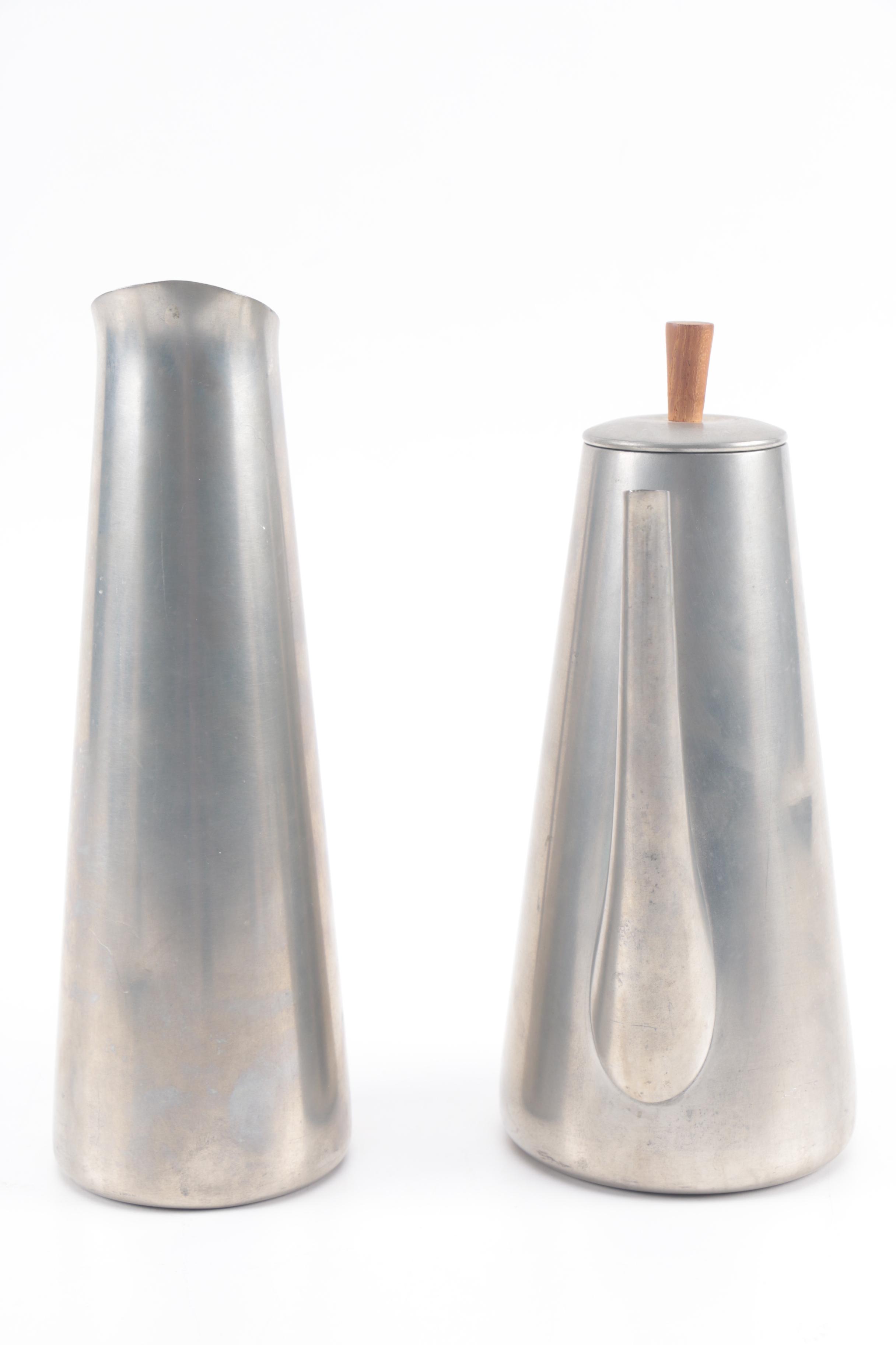 Royal Holland Mid Century Modern Teak and Pewter Serveware