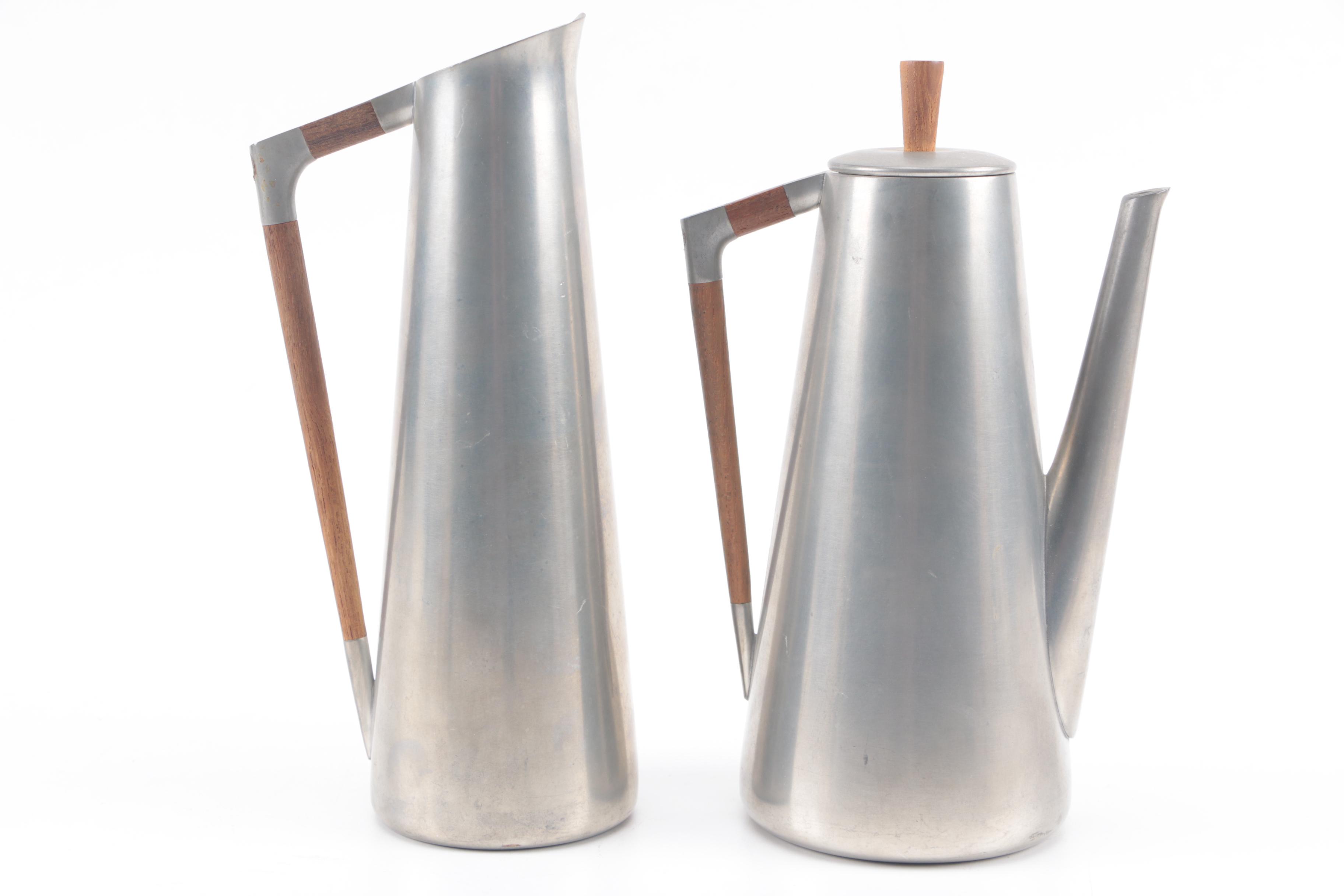 Royal Holland Mid Century Modern Teak and Pewter Serveware