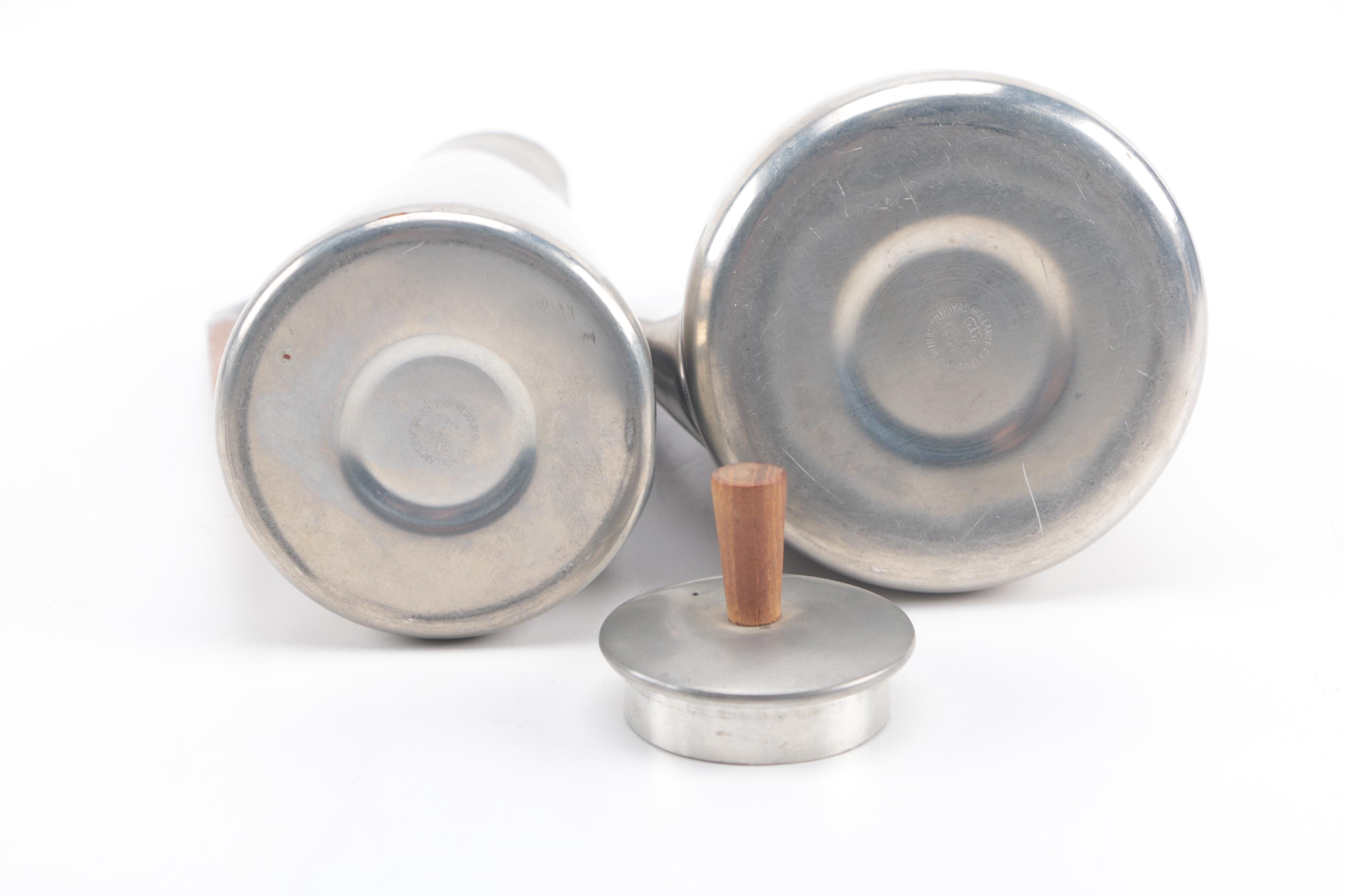 Royal Holland Mid Century Modern Teak and Pewter Serveware