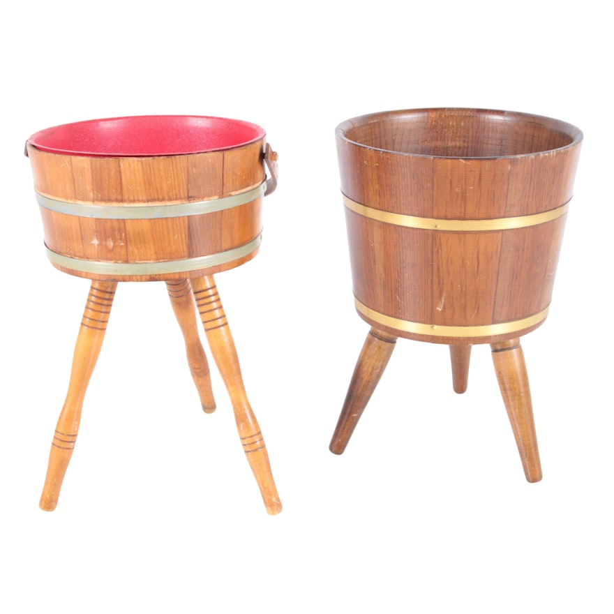 Two Vintage Sewing Bucket Barrels