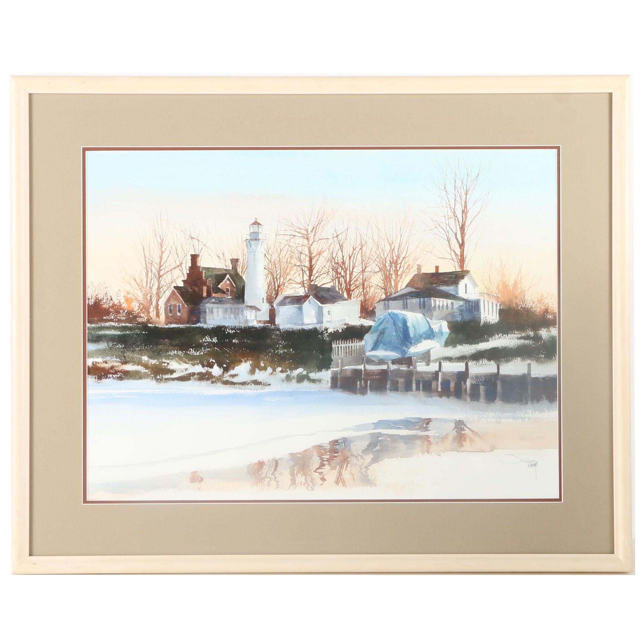 Thomas Thiery Original Signed Watercolor and Gouache Painting on Paper