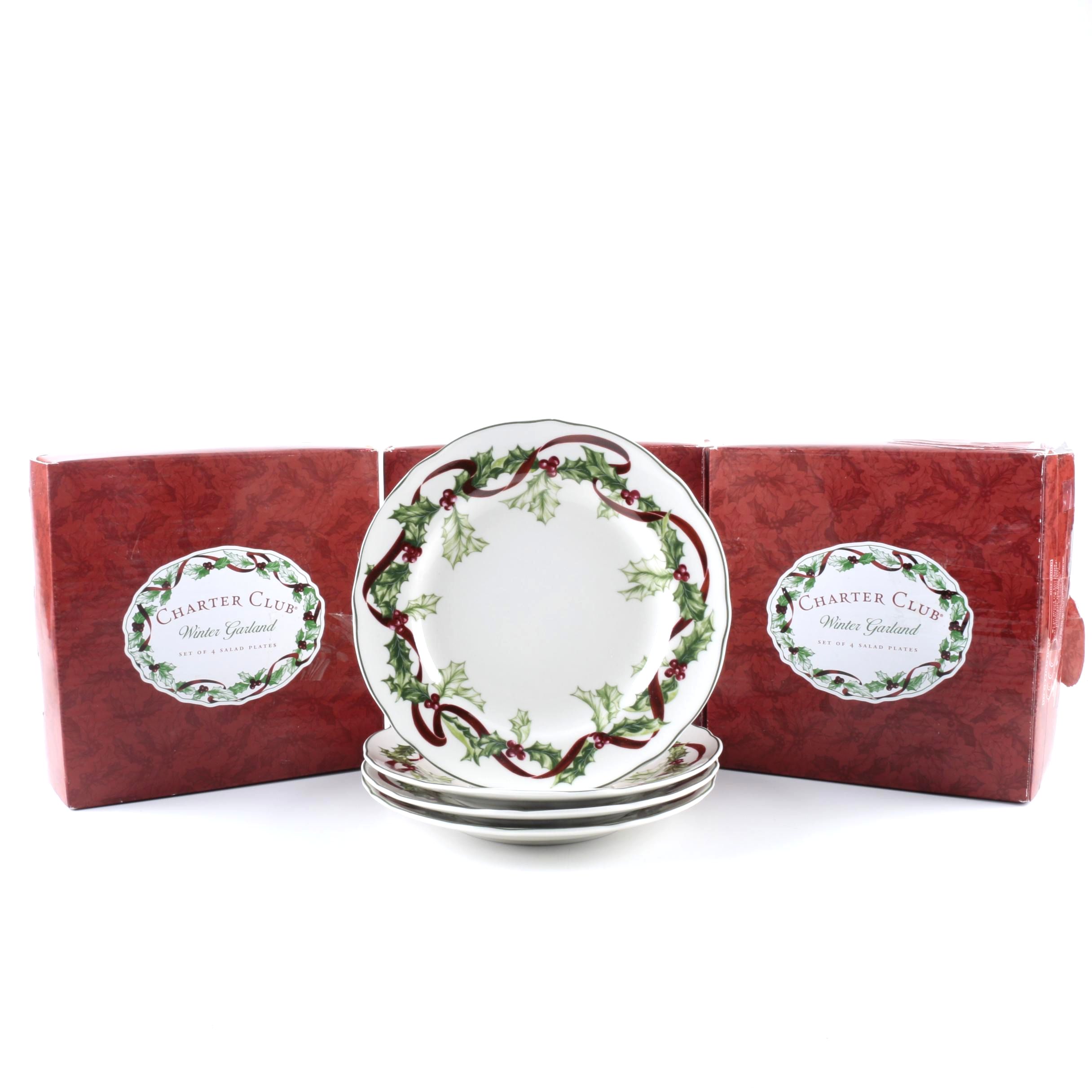 Collection of Charter Club Winter Garland Salad Plates