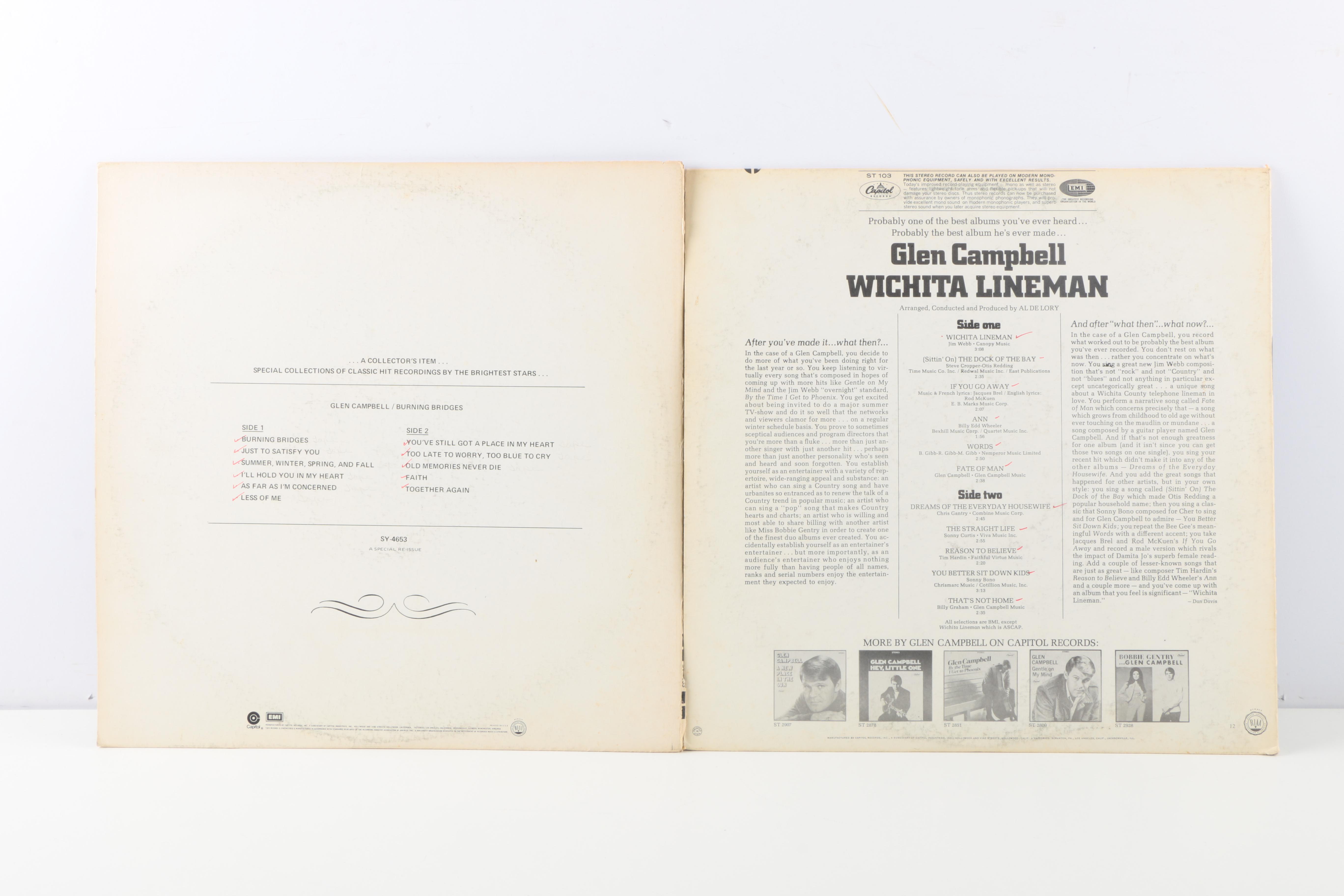 Glen Campbell and Bobbie Gentry LPs Including "Wichita Lineman"