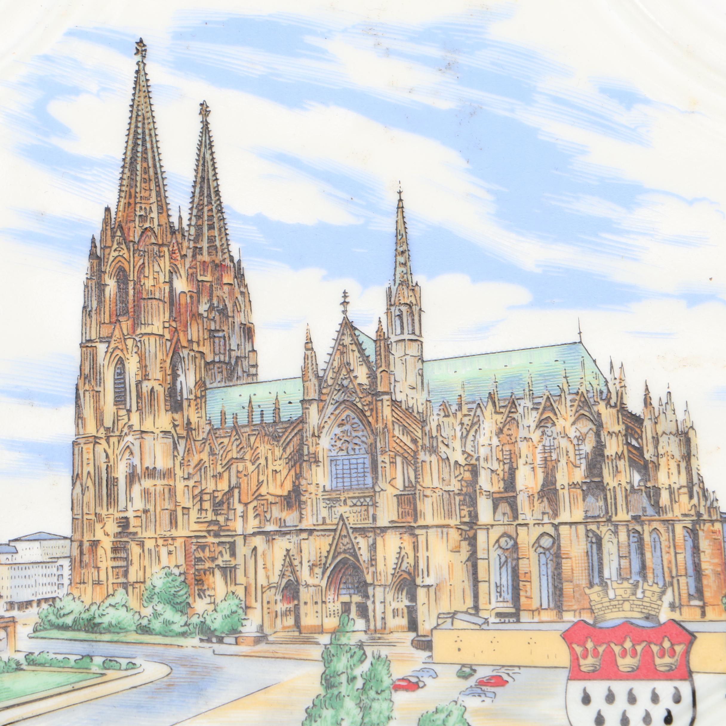 Collection of Vintage Prints Mounted to Wood and Ceramic