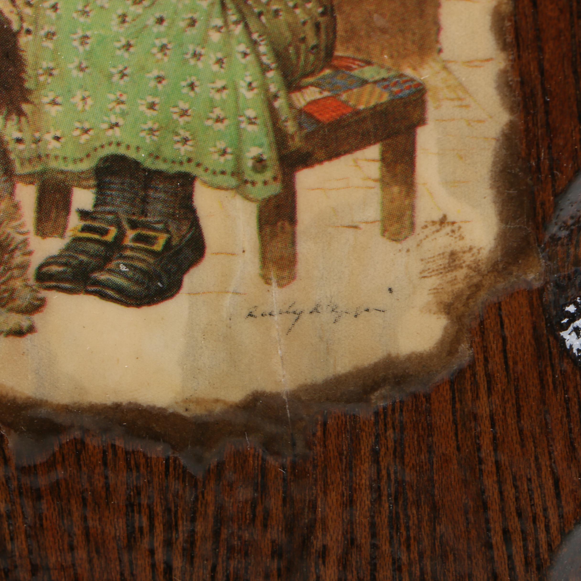 Collection of Vintage Prints Mounted to Wood and Ceramic