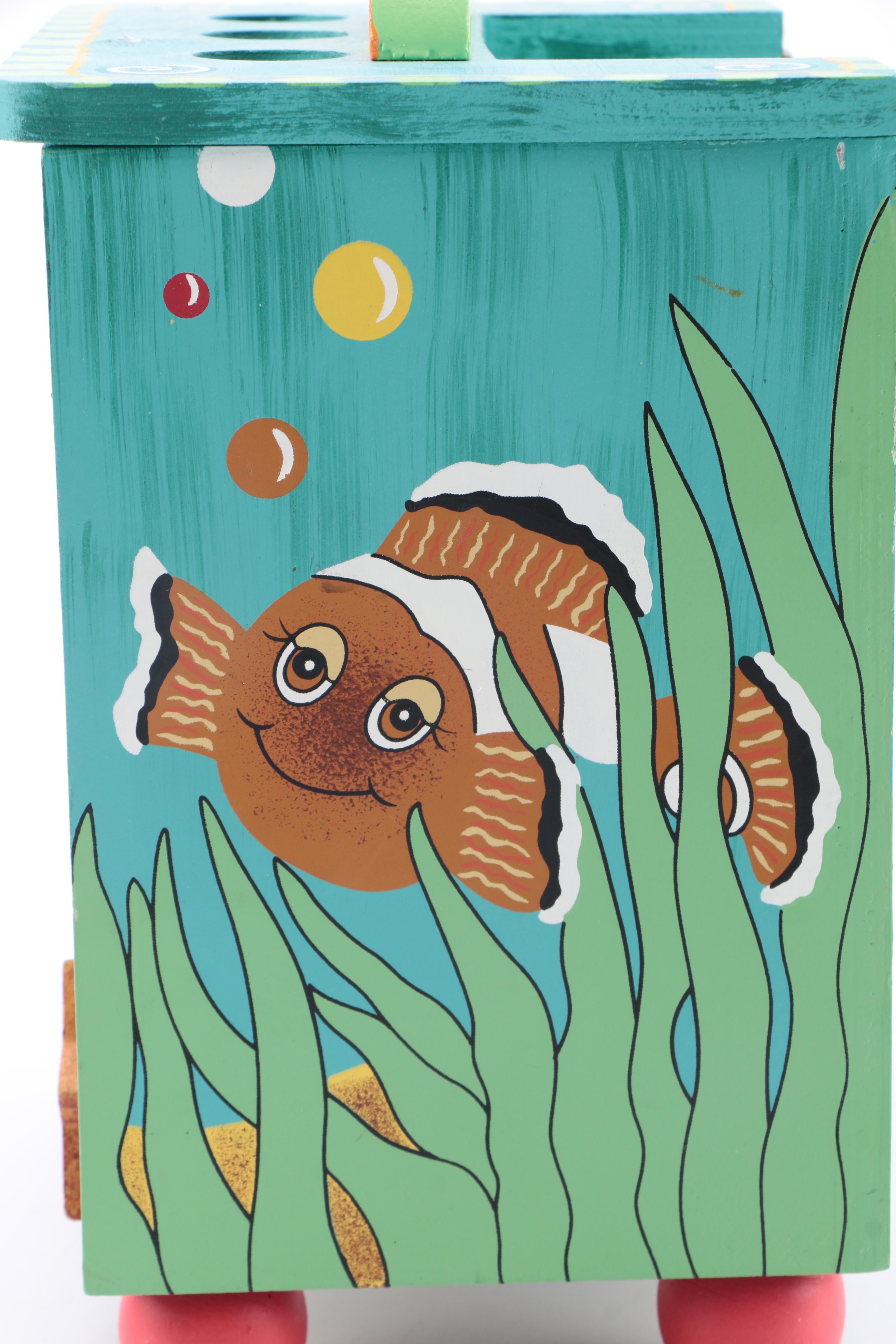 Aquatic-Themed Wood TV Fish Aquarium Housing