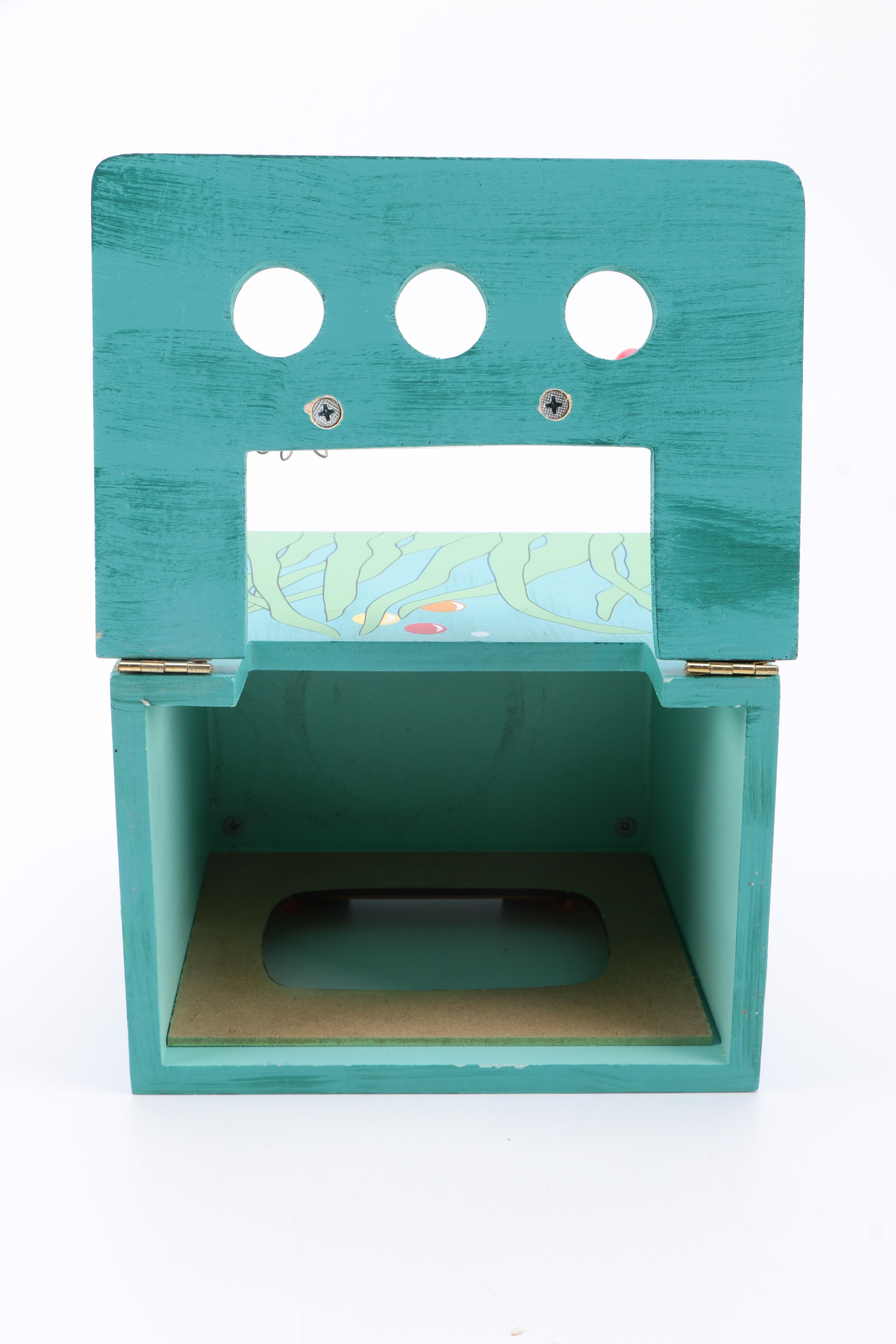 Aquatic-Themed Wood TV Fish Aquarium Housing