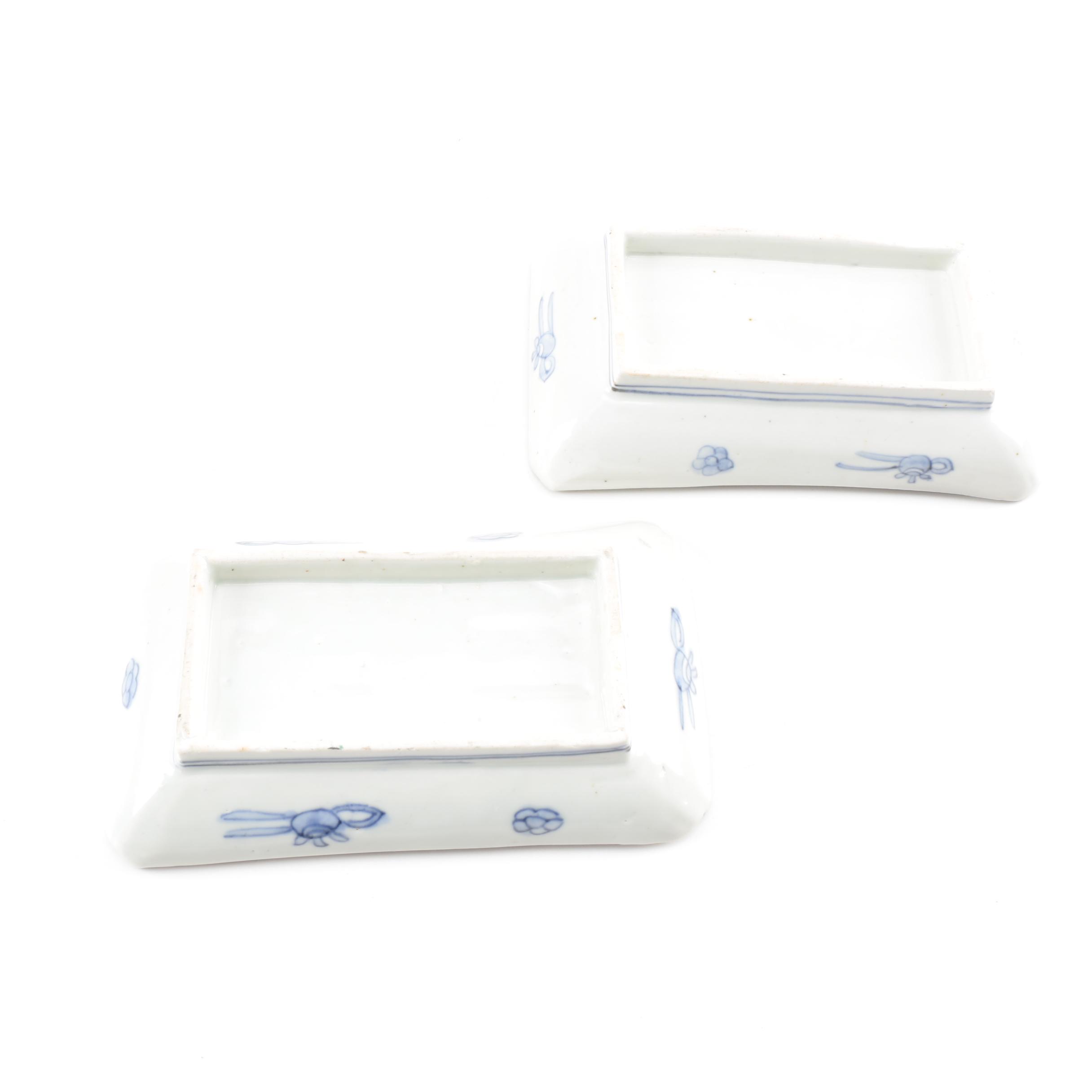 Pair of Hand-Painted Japanese Ceramic Dishes