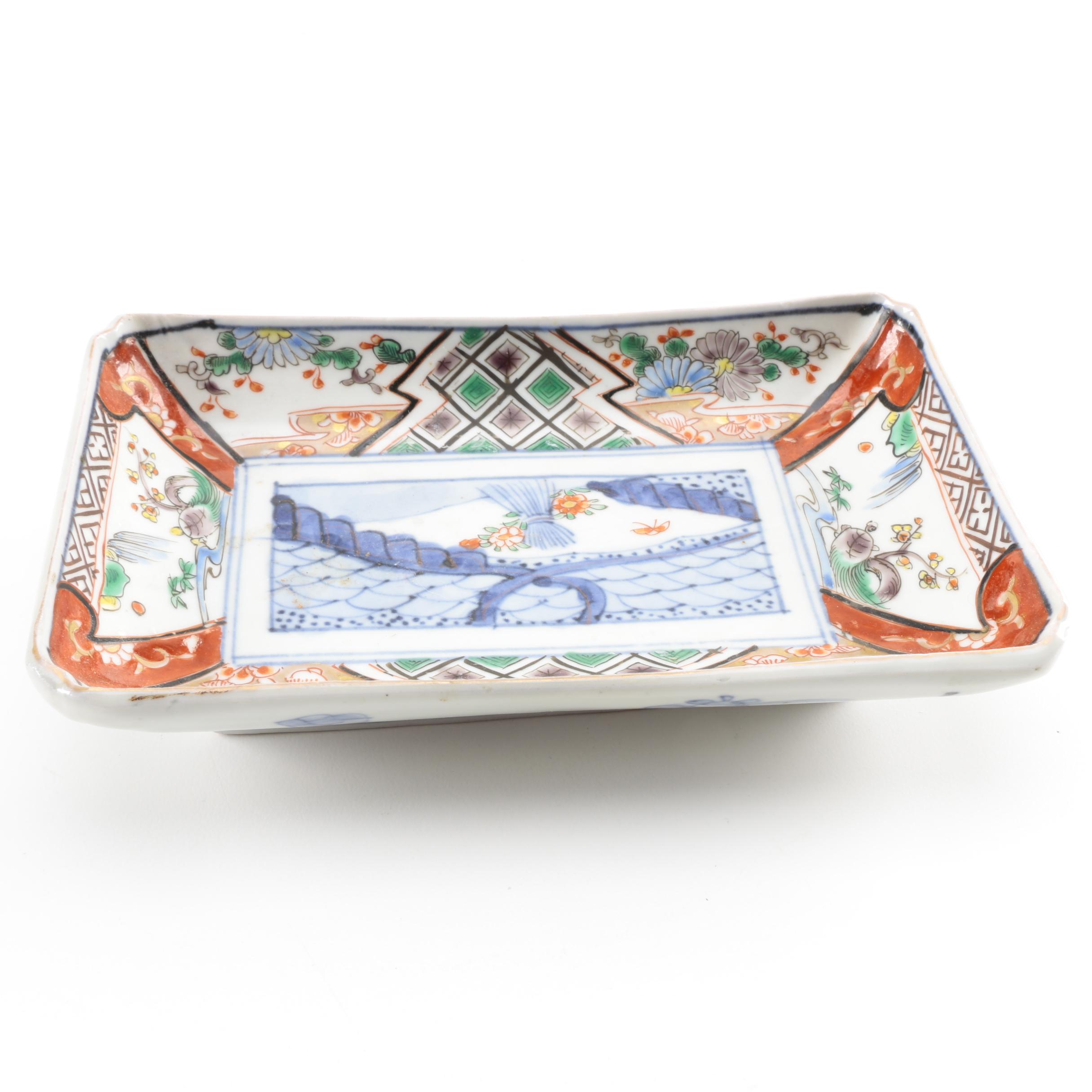 Pair of Hand-Painted Japanese Ceramic Dishes