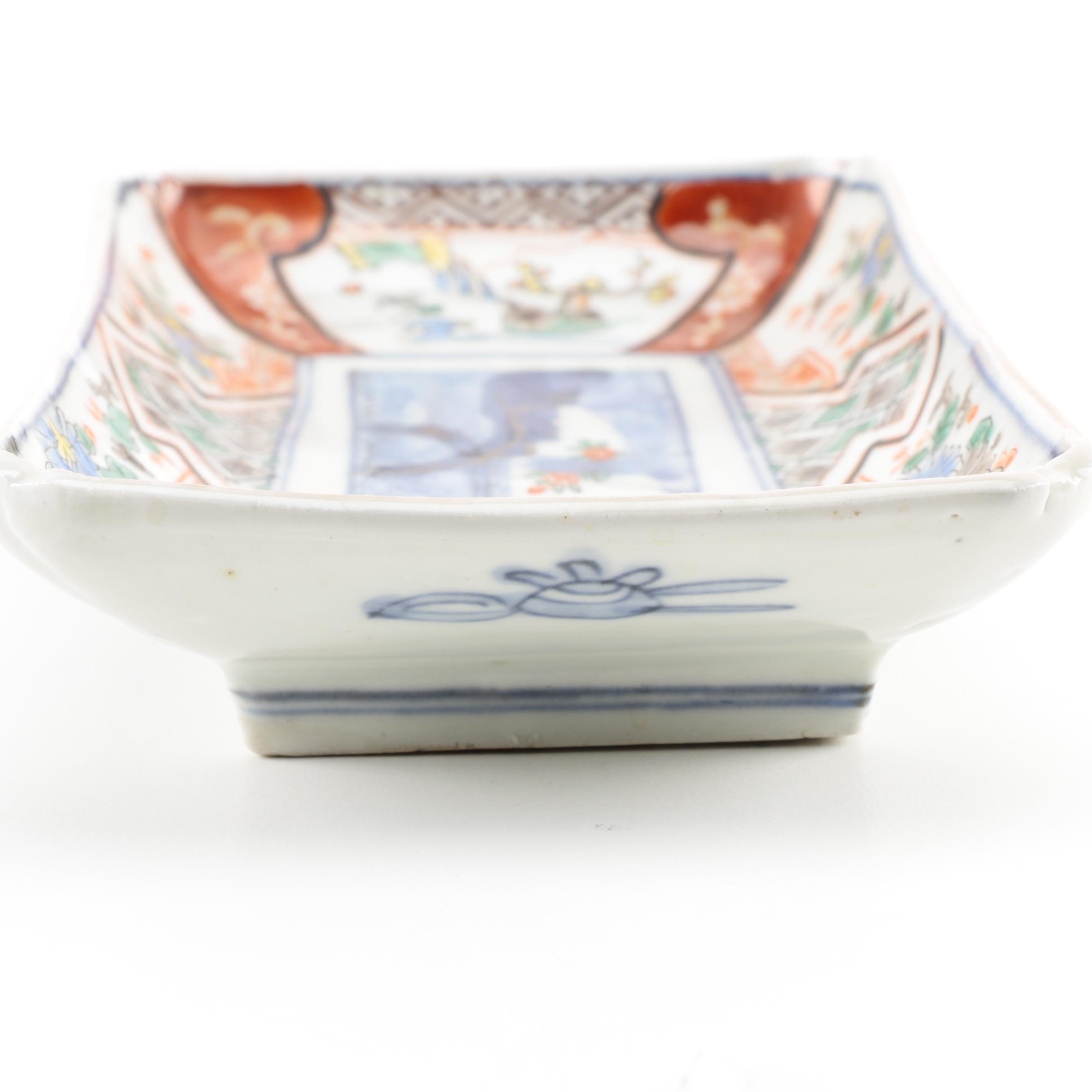 Pair of Hand-Painted Japanese Ceramic Dishes