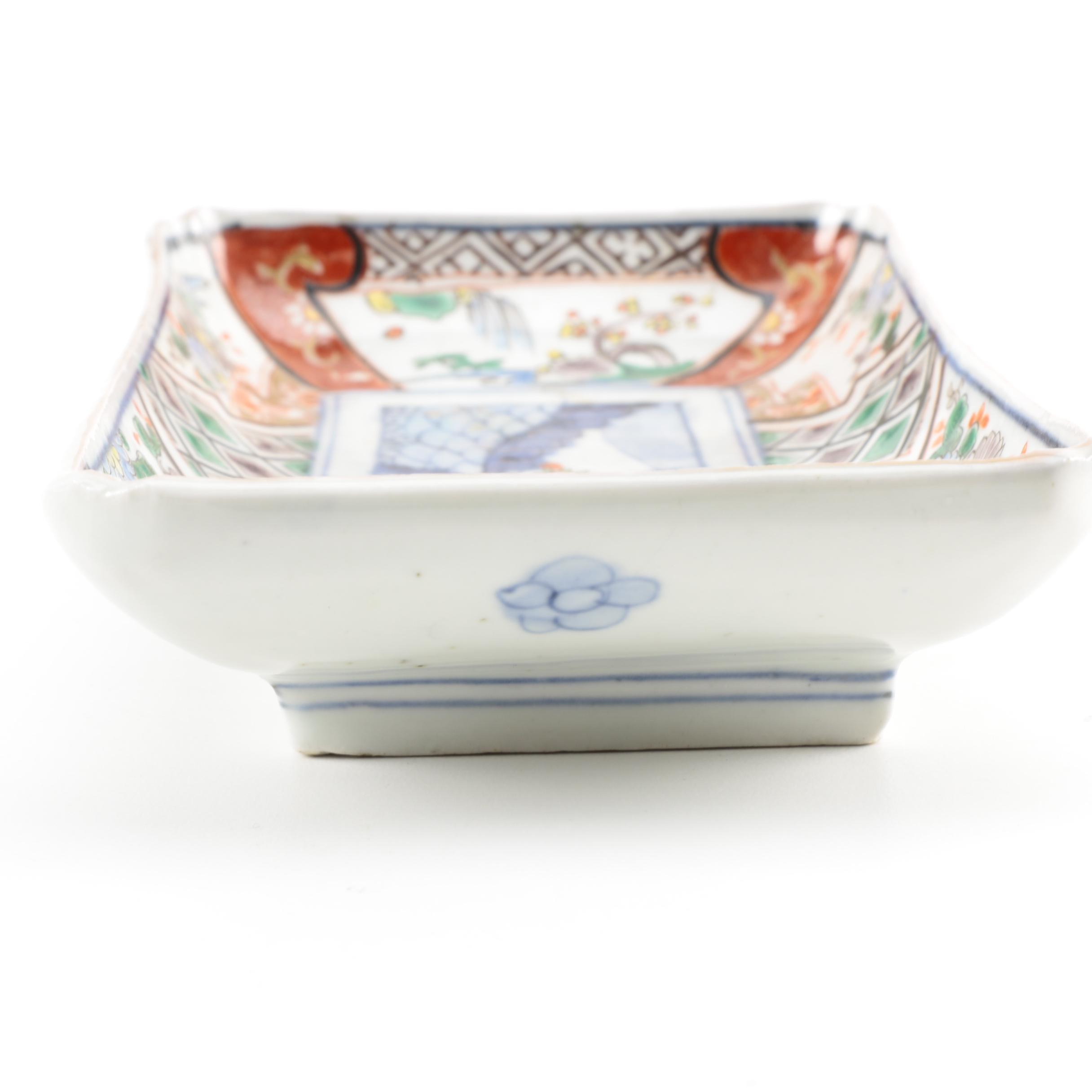 Pair of Hand-Painted Japanese Ceramic Dishes