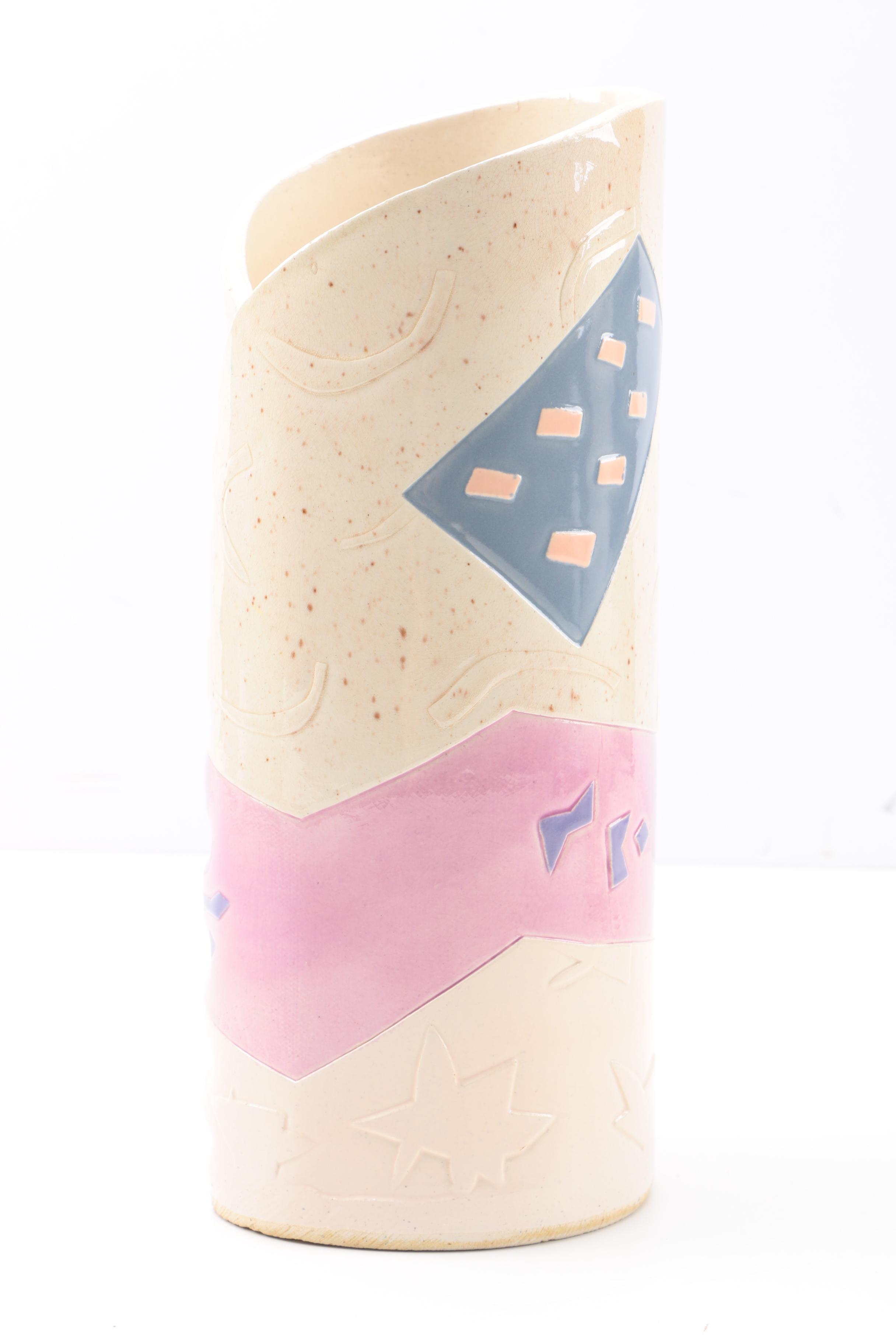 Decorative Slab Built Stoneware Vase