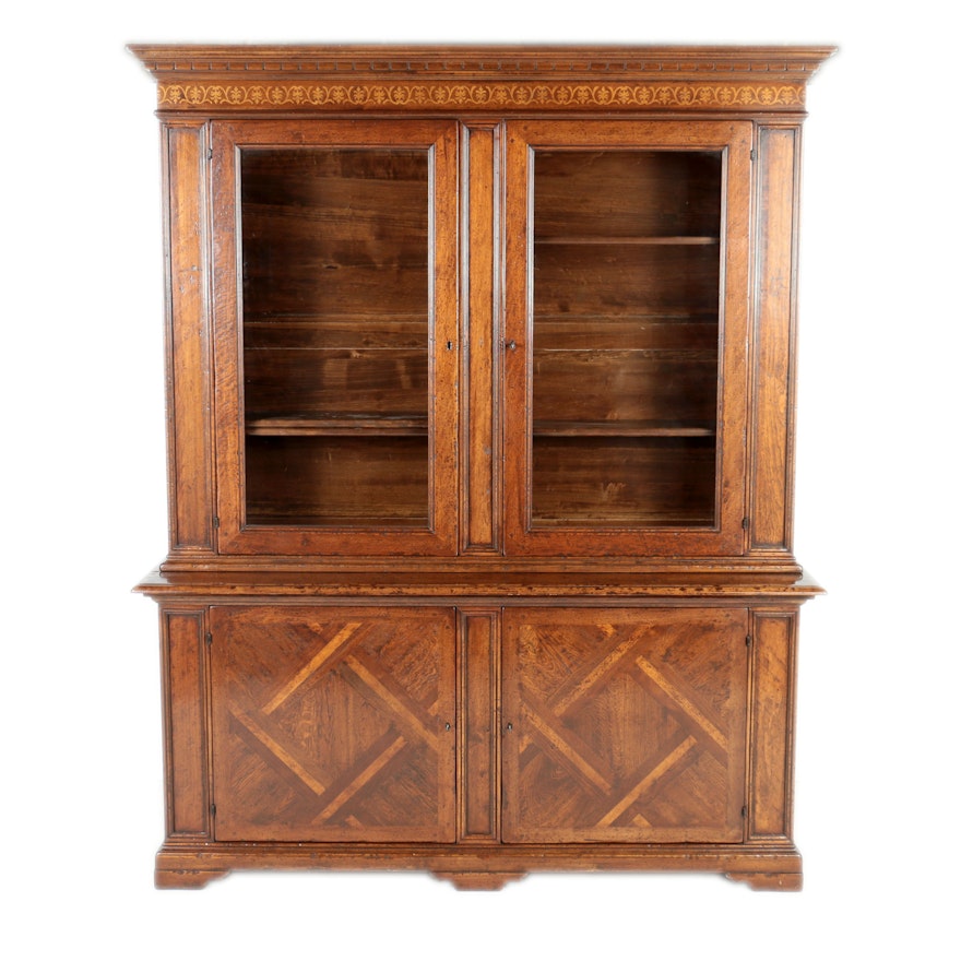 Vintage Walnut Parquetry Display Cabinet