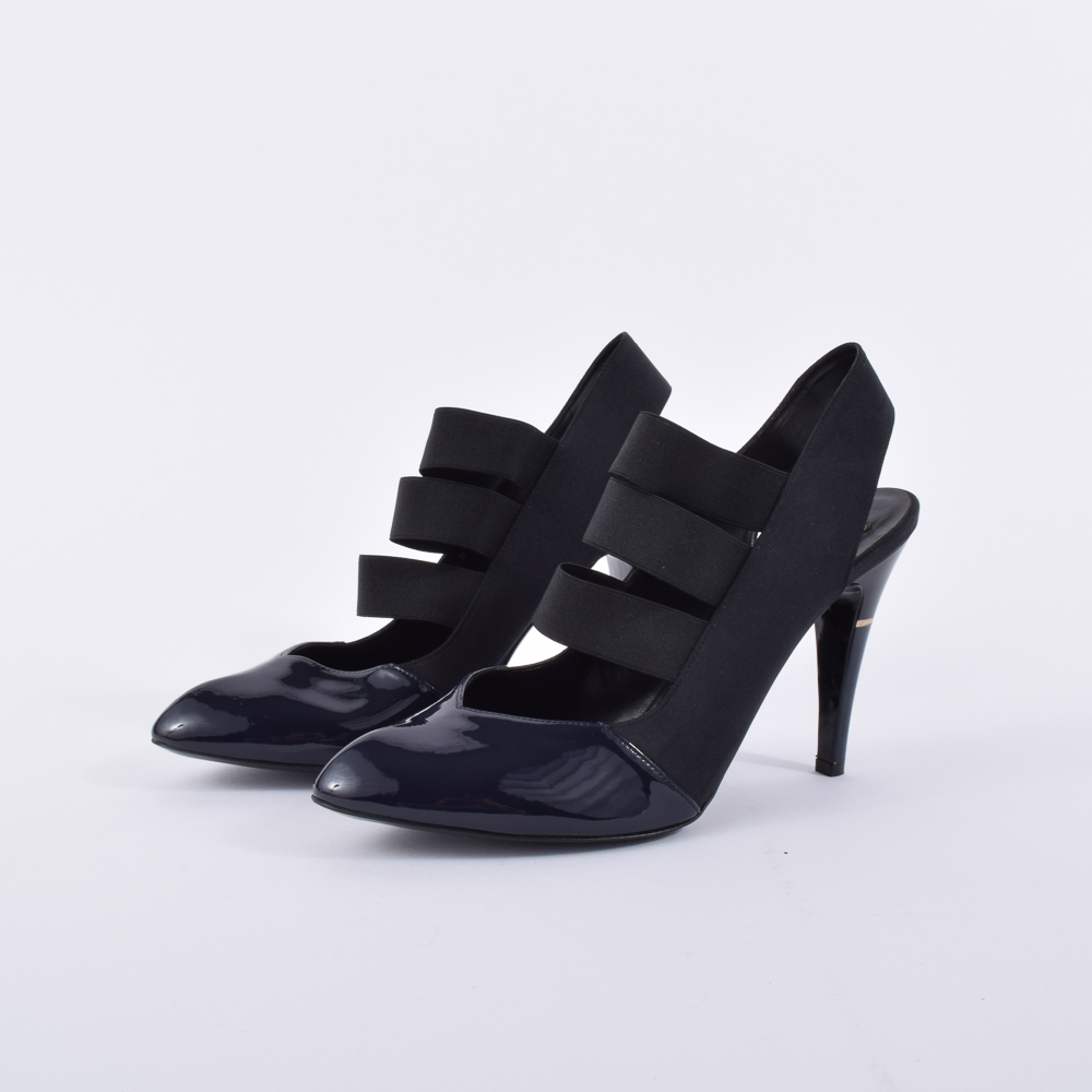 Stella McCartney Black and Navy Vegan Leather Pumps