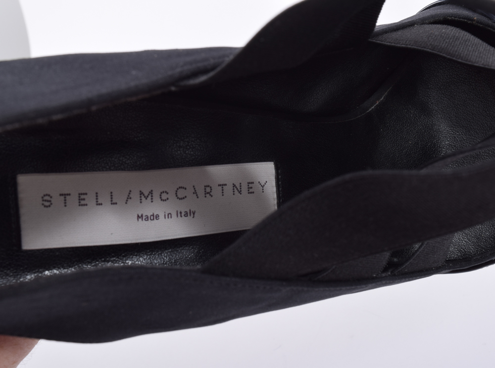 Stella McCartney Black and Navy Vegan Leather Pumps