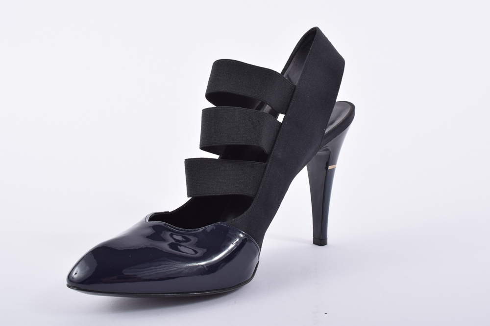 Stella McCartney Black and Navy Vegan Leather Pumps
