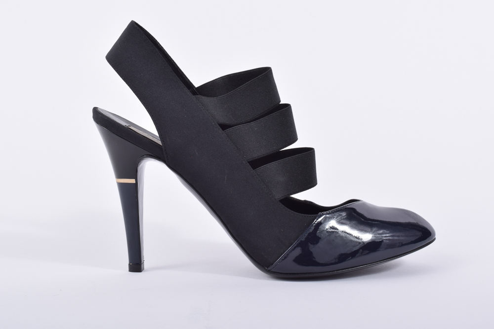 Stella McCartney Black and Navy Vegan Leather Pumps