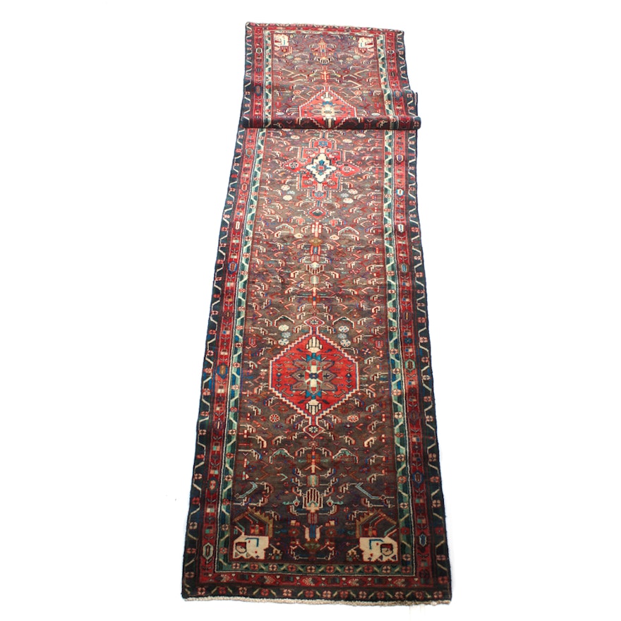 Hand-Knotted Vintage Persian Karaja Heriz Runner