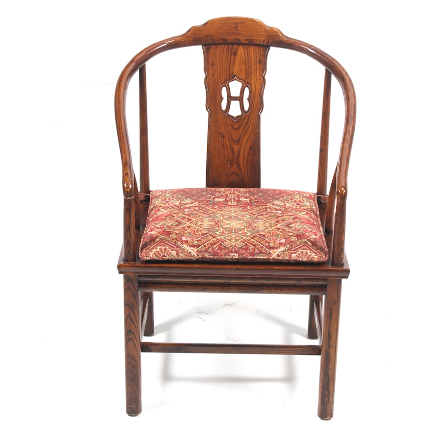 Vintage Chinese Inspired Oak Armchair by Henredon