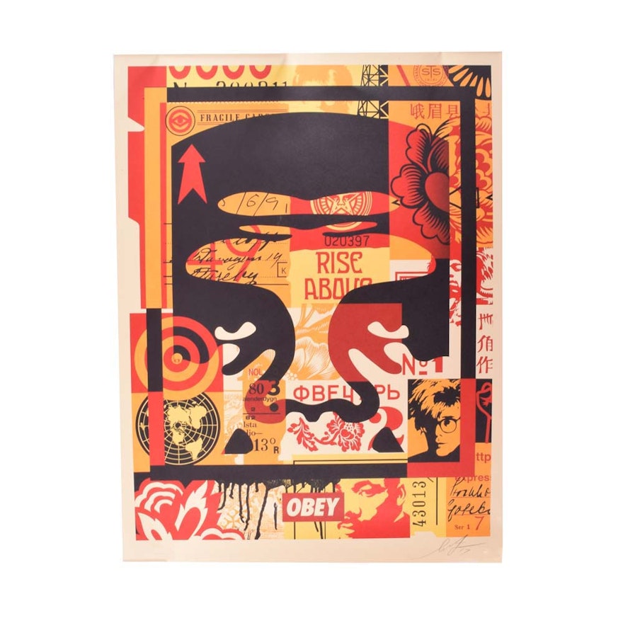 Shepard Fairey Signed Open Edition Offset Poster "Obey 3-Face Collage"