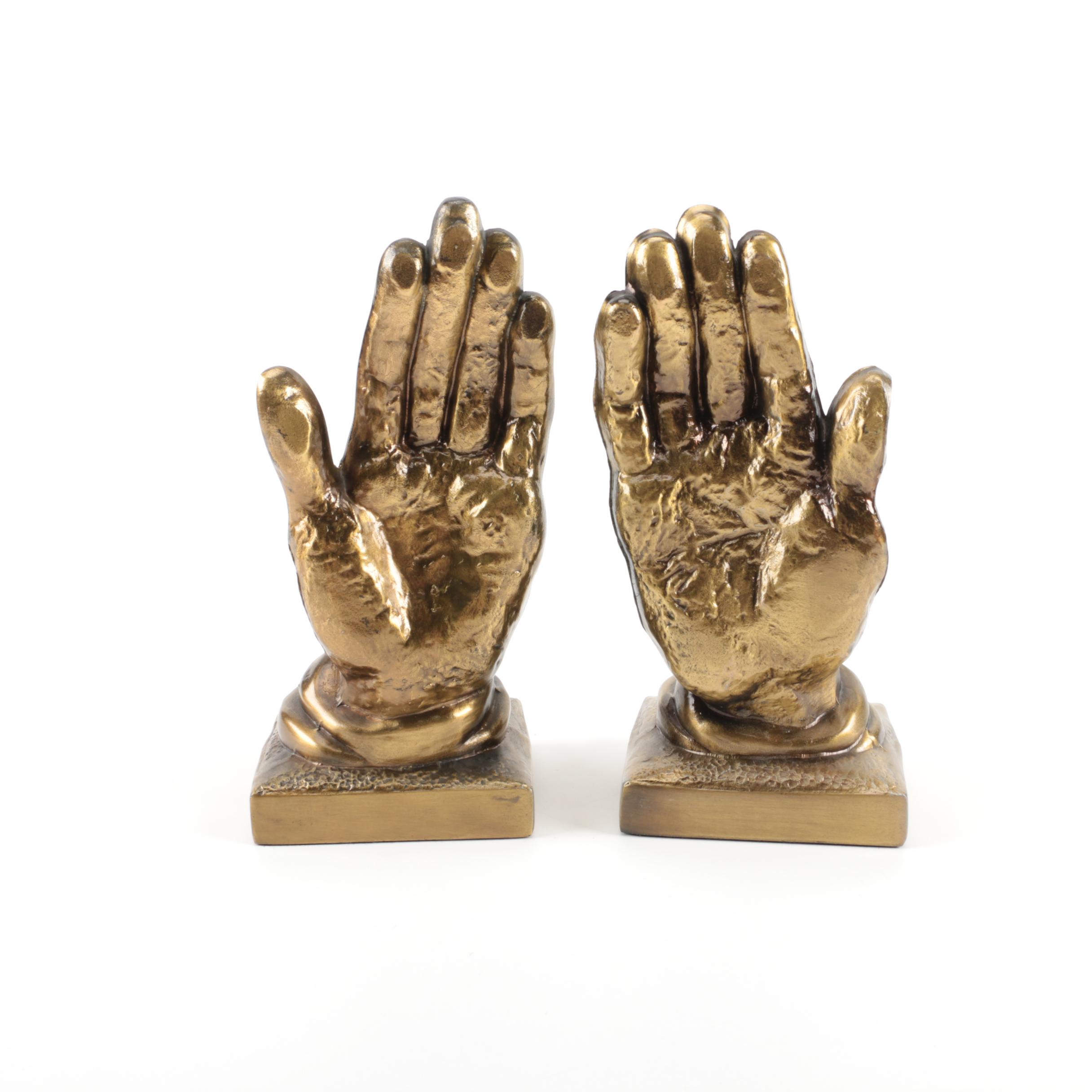 Brass Hand-Shaped Bookends