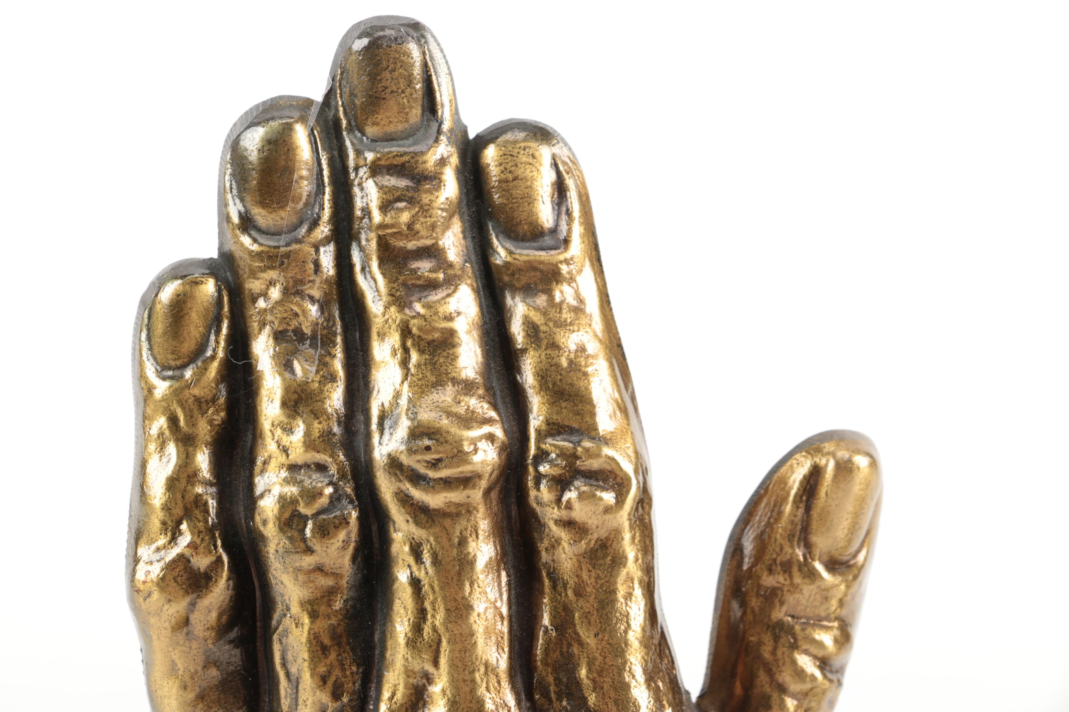 Brass Hand-Shaped Bookends