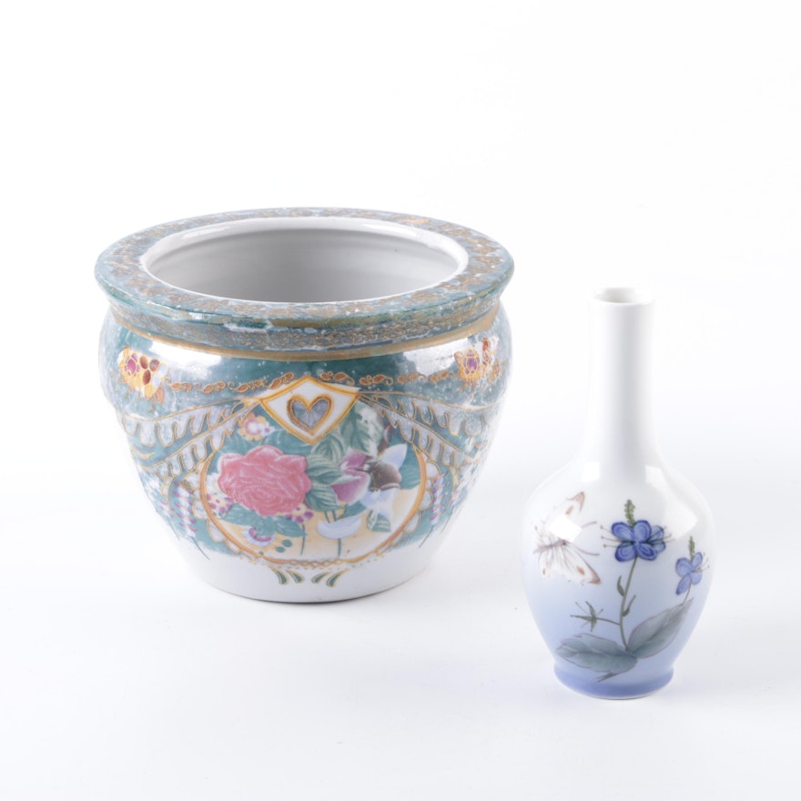 Royal Copenhagen Vase and a Chinese Style Planter