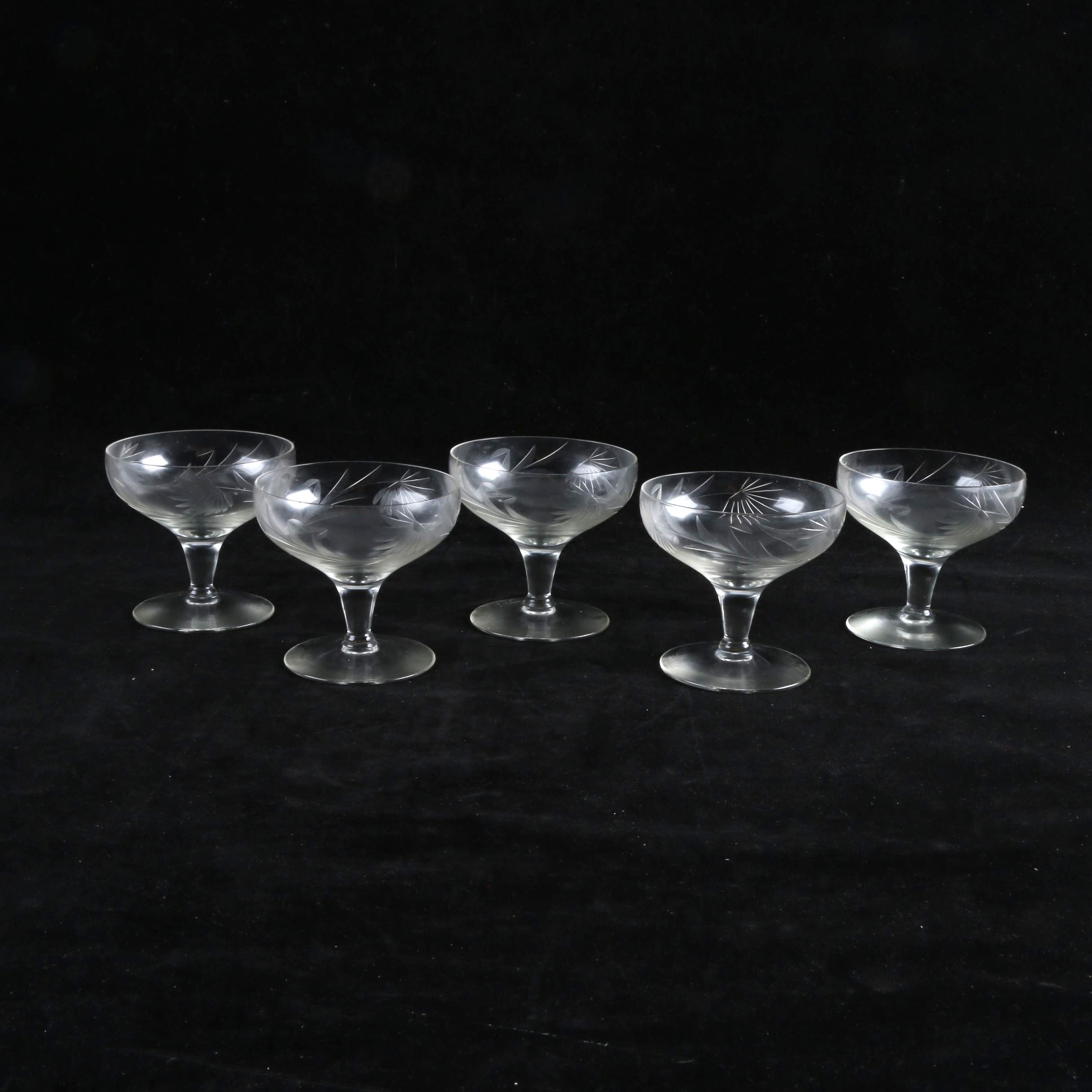 Etched Glass Coup Stemware